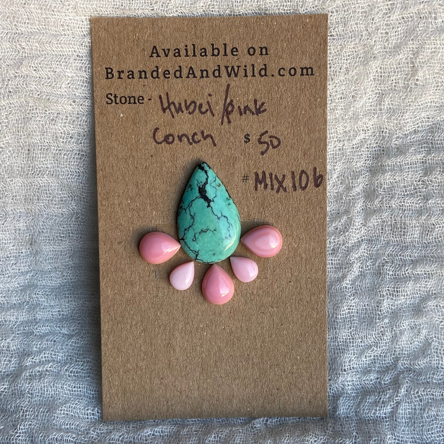 Hubei Turquoise / Pink Conch Cabochon - MIX106