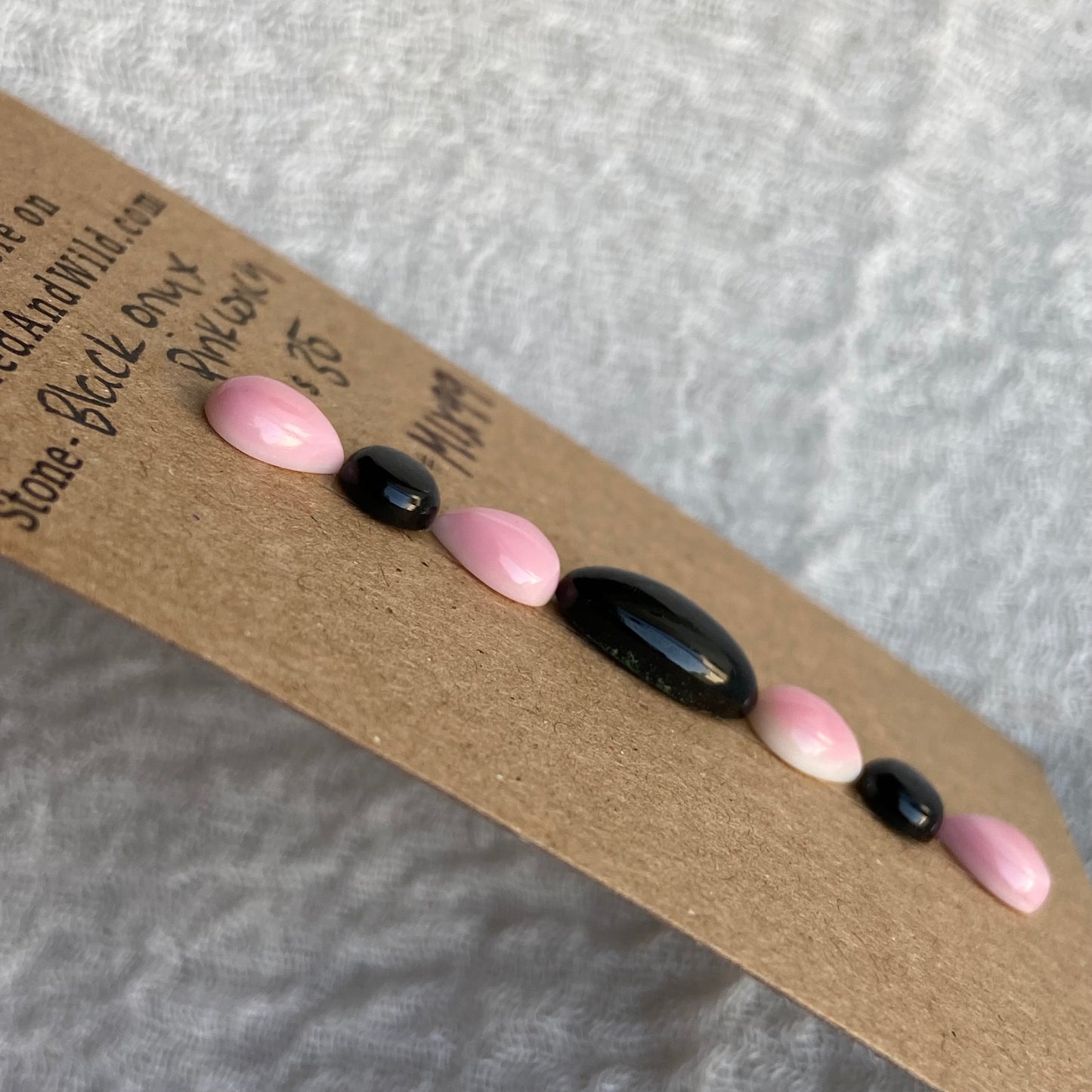 Pink Conch - Black Onyx Cabochon - MIX99