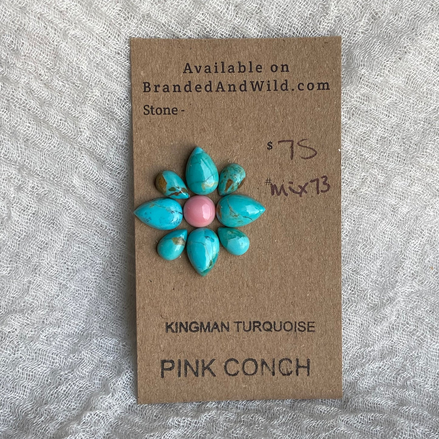 Pink Conch - Kingman Turquoise Cabochon - MIX73