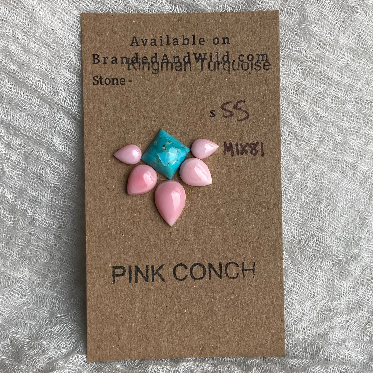 Pink Conch - Kingman Turquoise Cabochon - MIX81