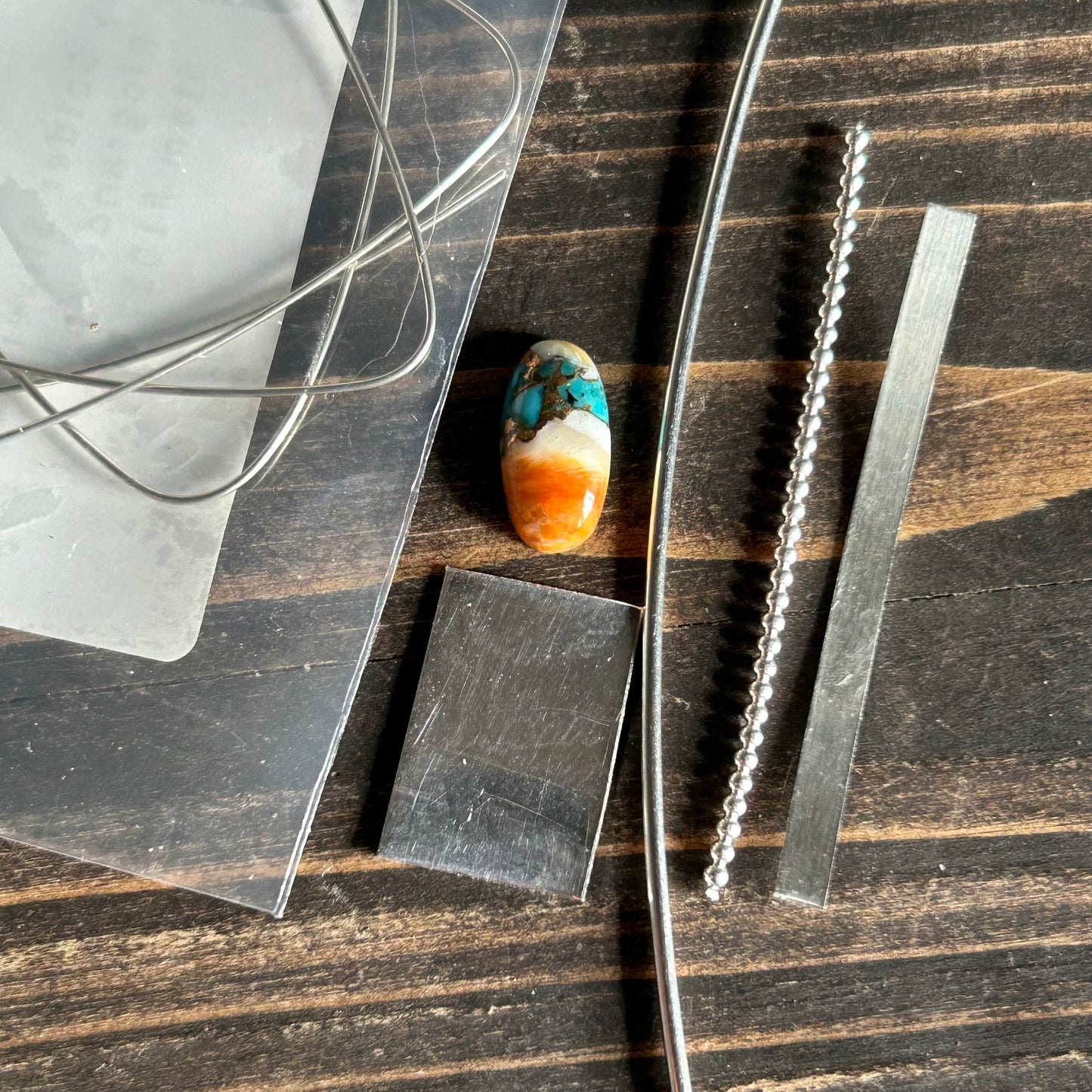 Turquoise, Oyster Shell, Copper Ring Class (Silver and Cabochons included)