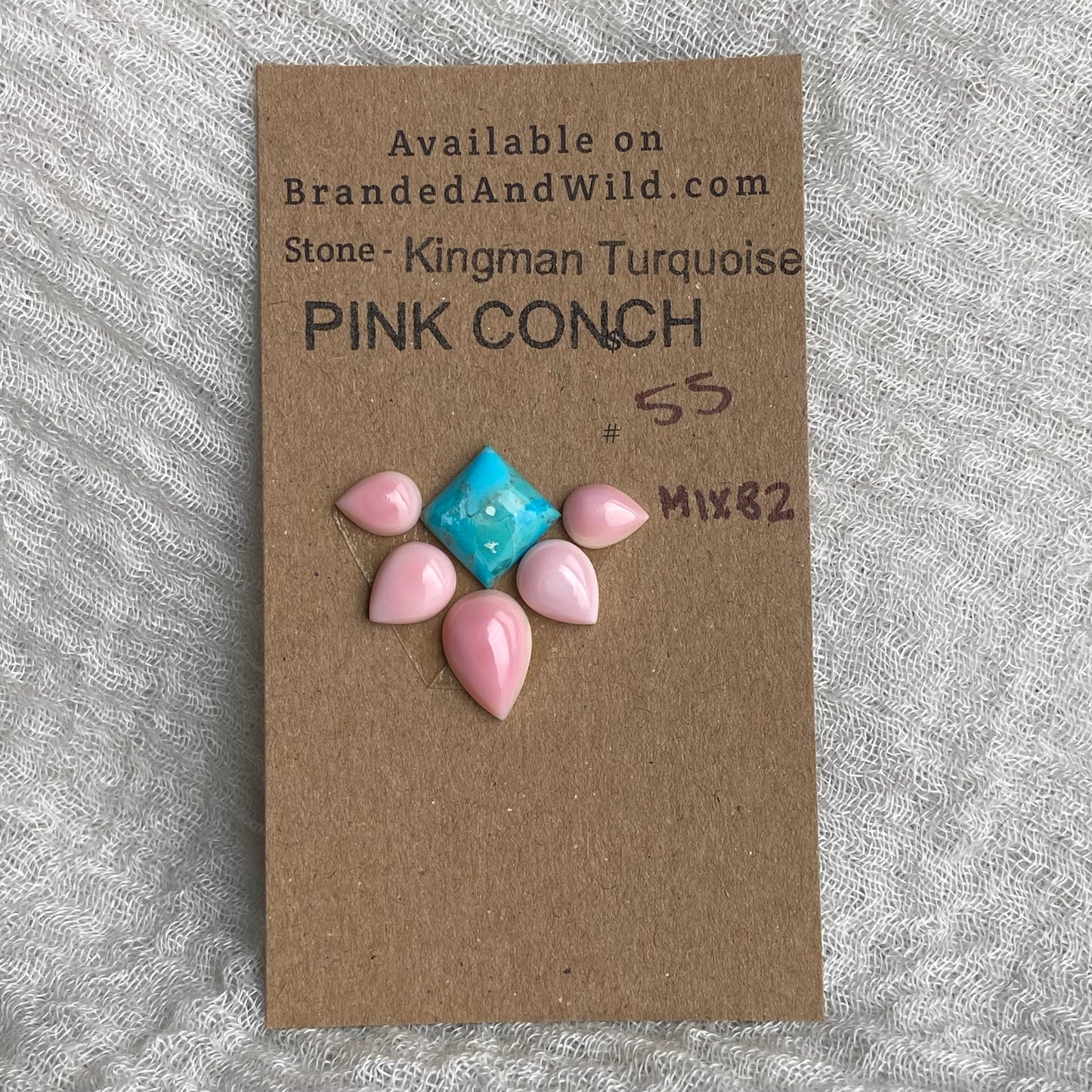 Pink Conch - Kingman Turquoise Cabochon - MIX82