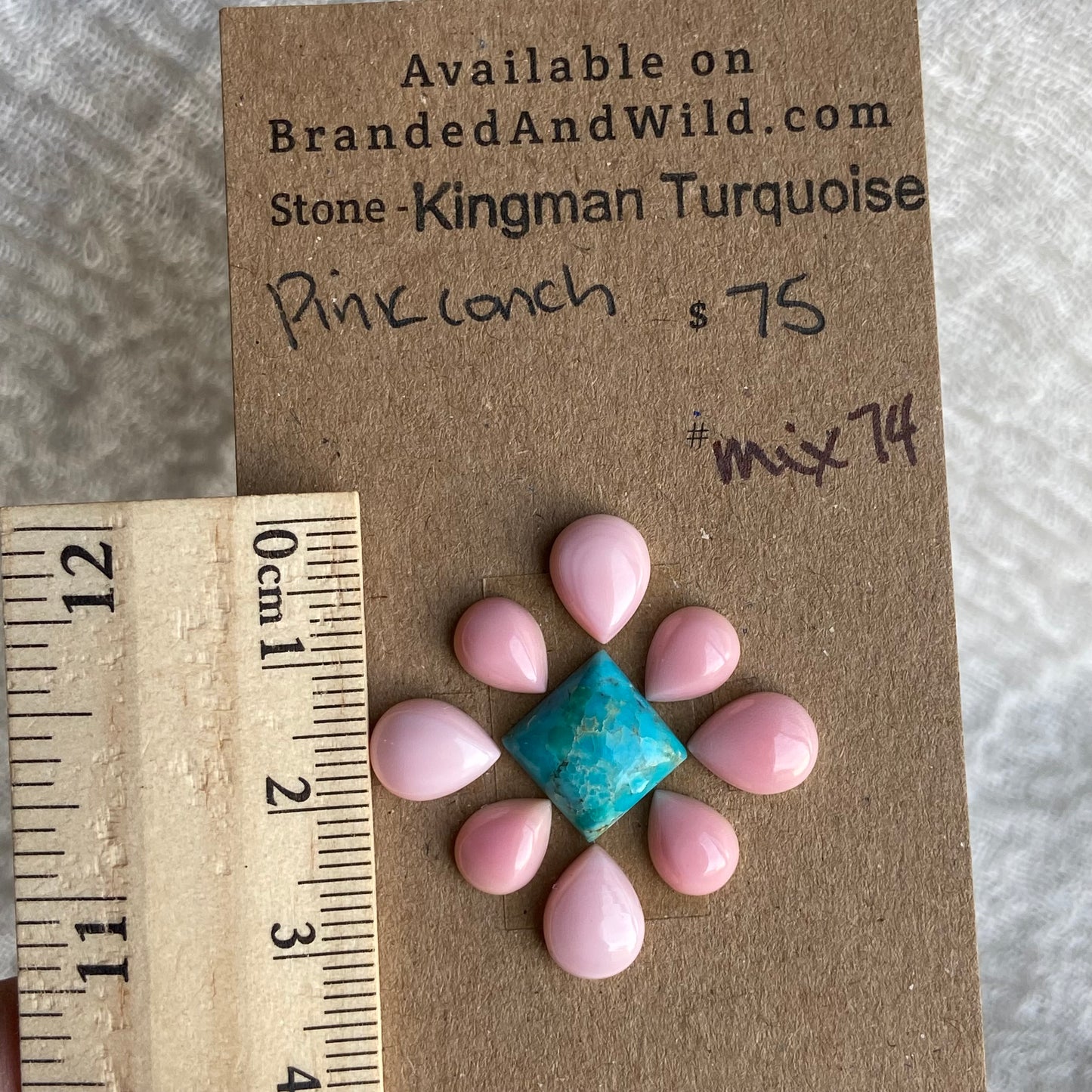 Pink Conch - Kingman Turquoise Cabochon - MIX74