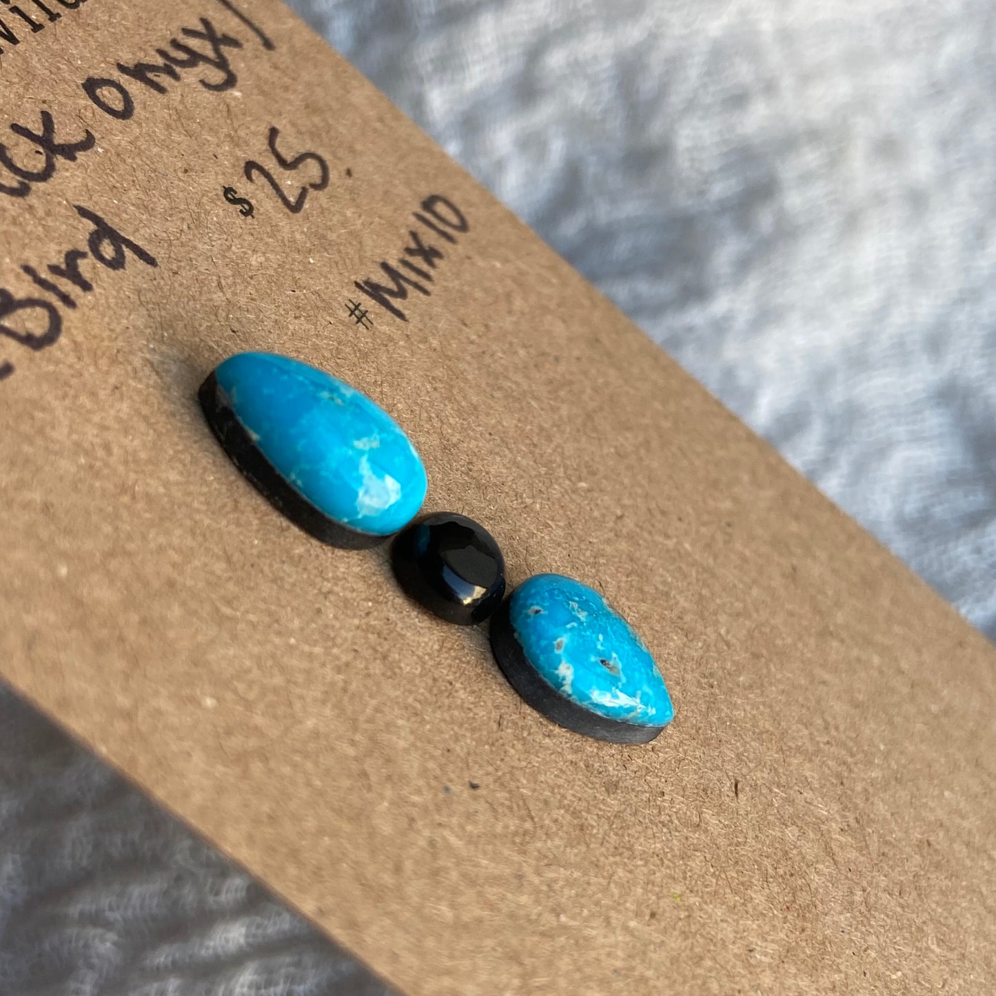 Blue Bird - Black Onyx Cabochon - MIX10