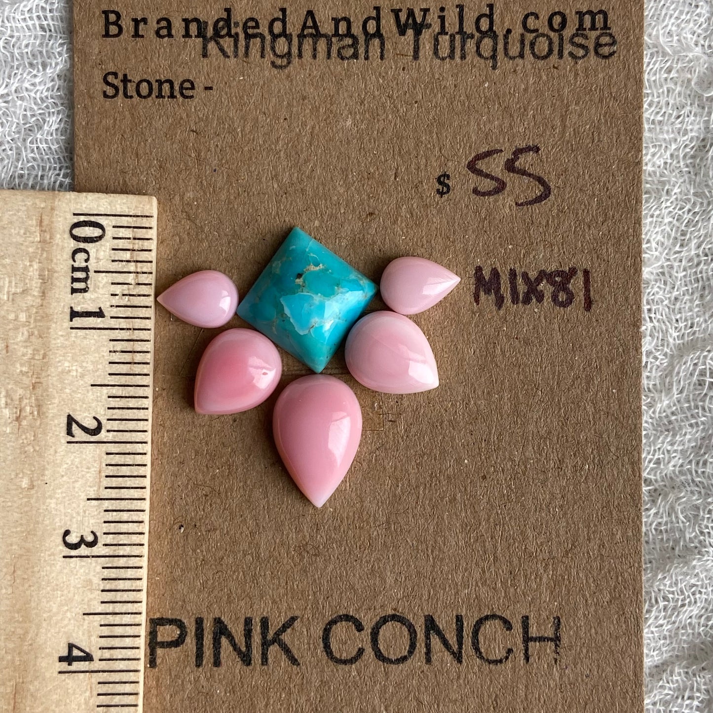 Pink Conch - Kingman Turquoise Cabochon - MIX81