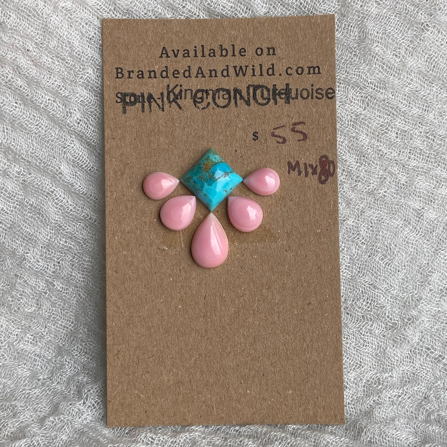 Pink Conch - Kingman Turquoise Cabochon - MIX80