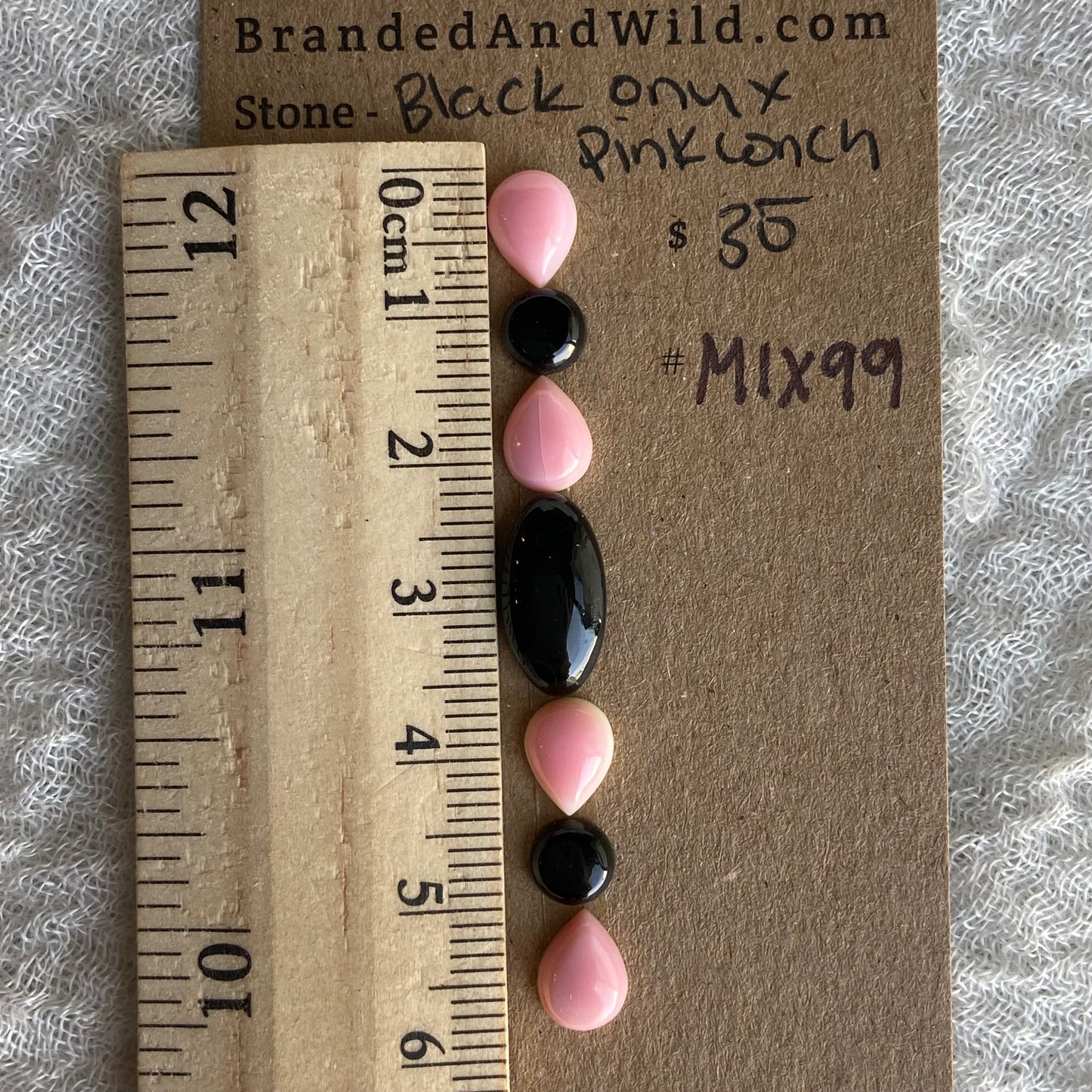 Pink Conch - Black Onyx Cabochon - MIX99