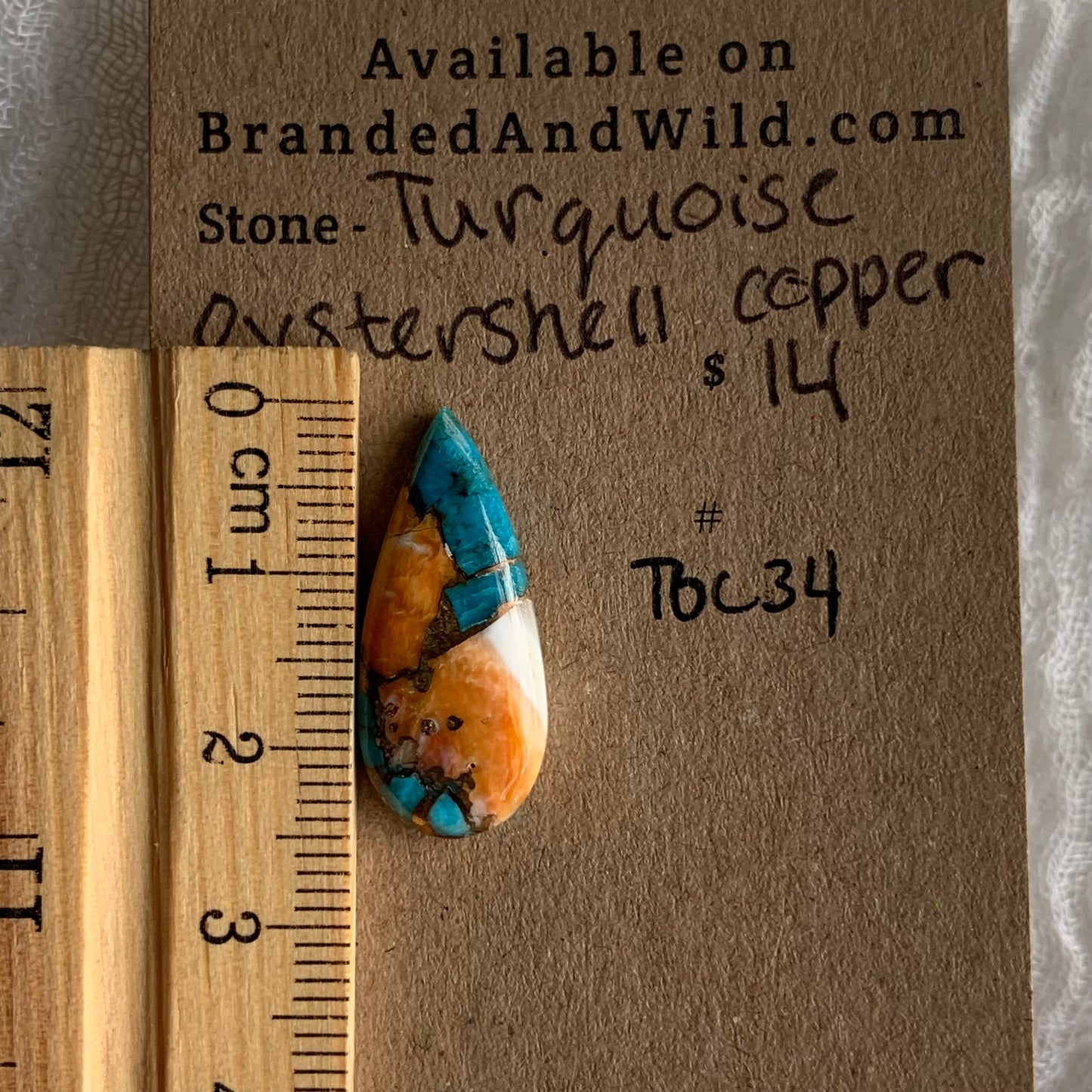 Turquoise, Oystershell, Copper Cabochon - TOC34