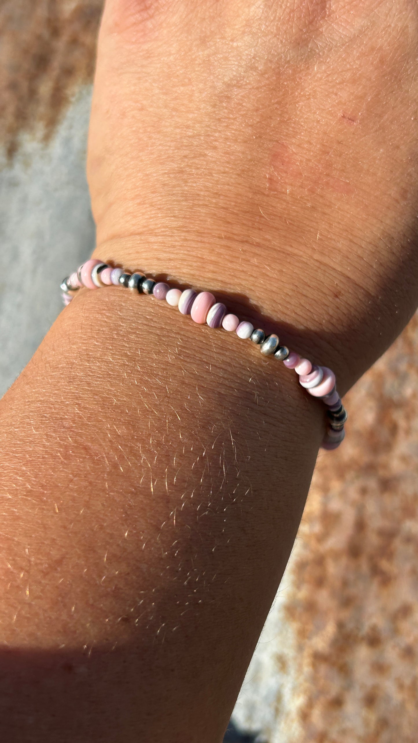 Pink Conch/Purple Oyster Shell Navajo Pearl Bracelet