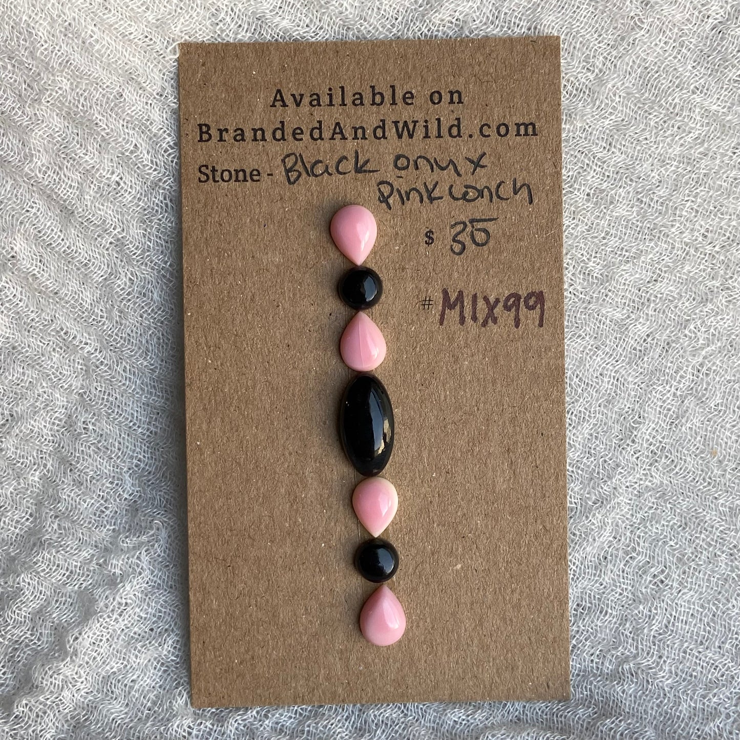 Pink Conch - Black Onyx Cabochon - MIX99