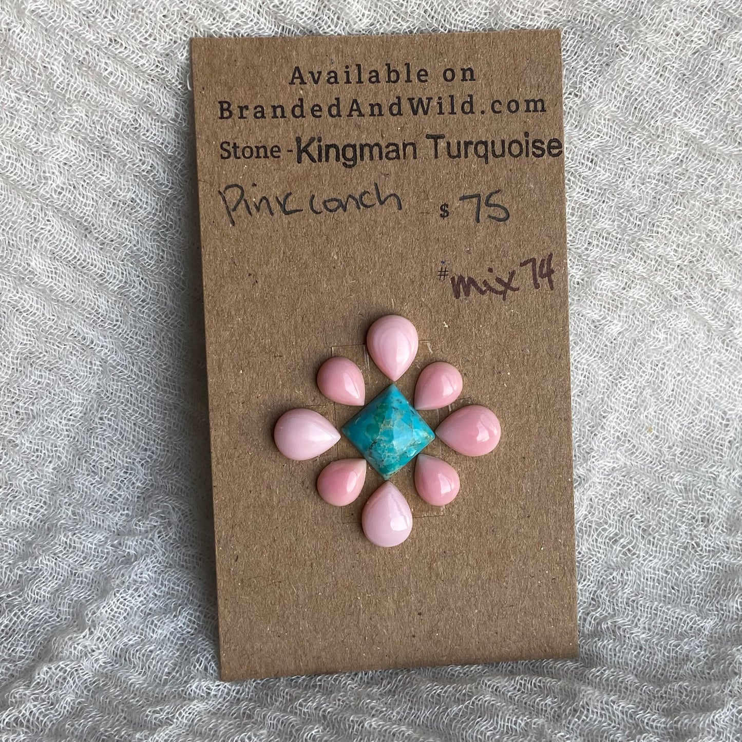 Pink Conch - Kingman Turquoise Cabochon - MIX74