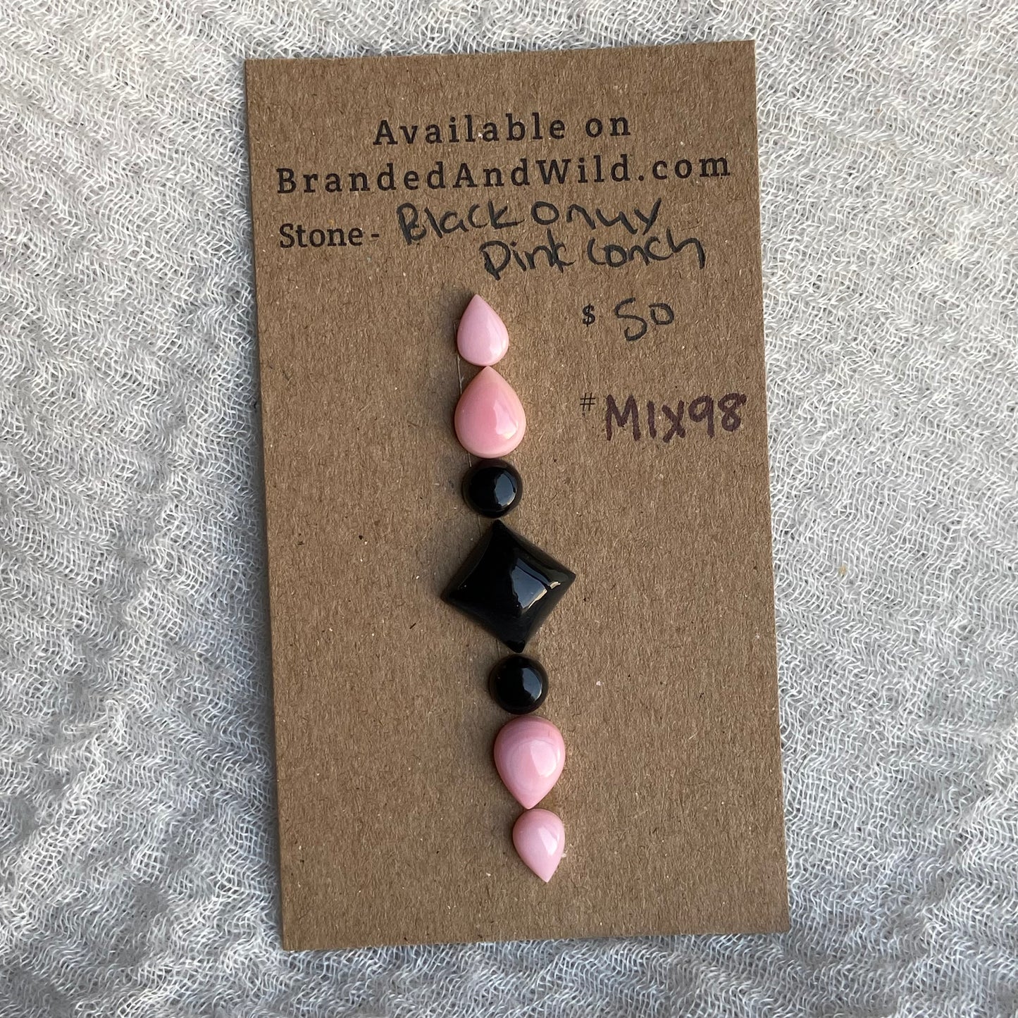 Pink Conch - Black Onyx Cabochon - MIX98