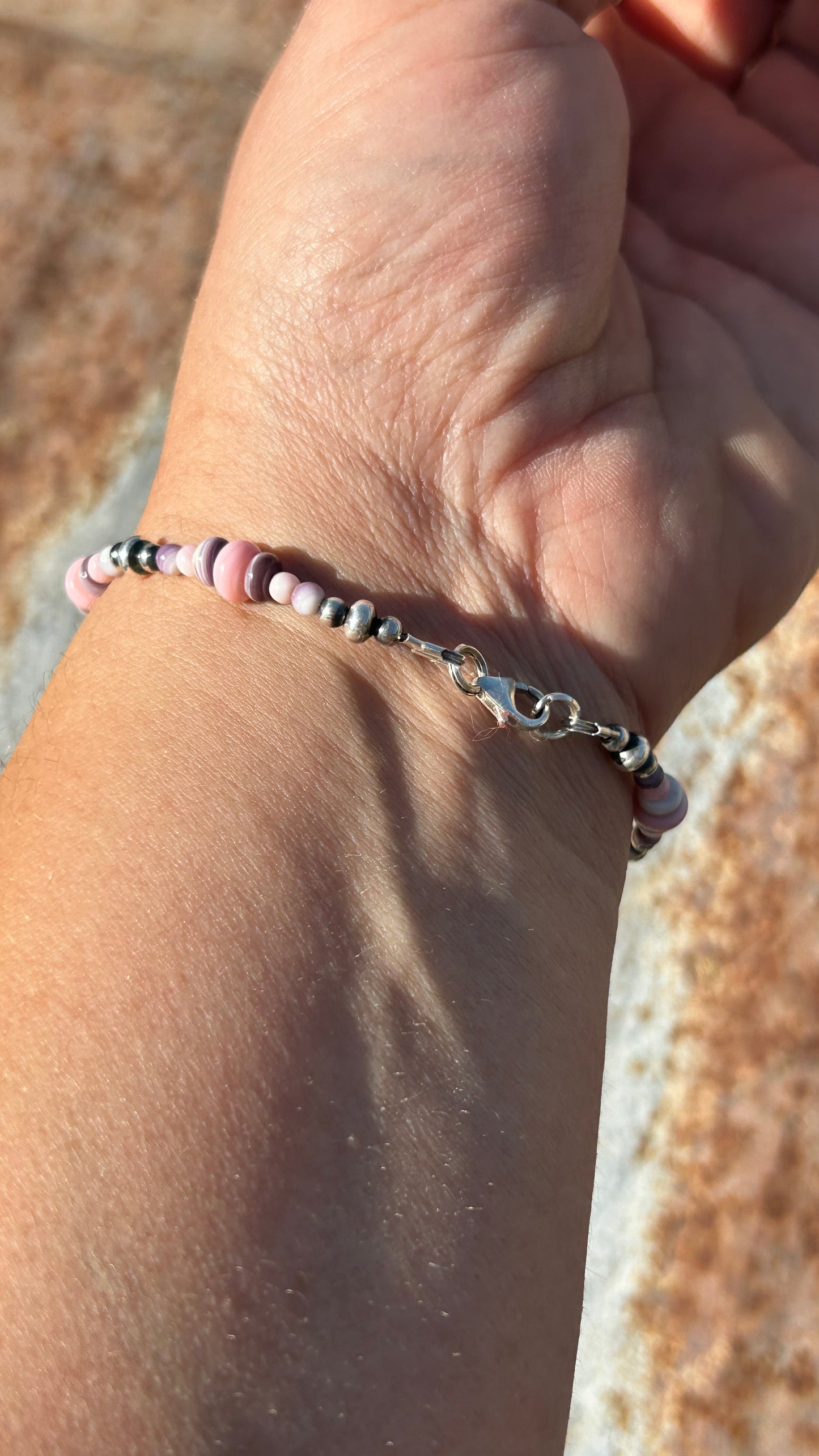 Pink Conch/Purple Oyster Shell Navajo Pearl Bracelet
