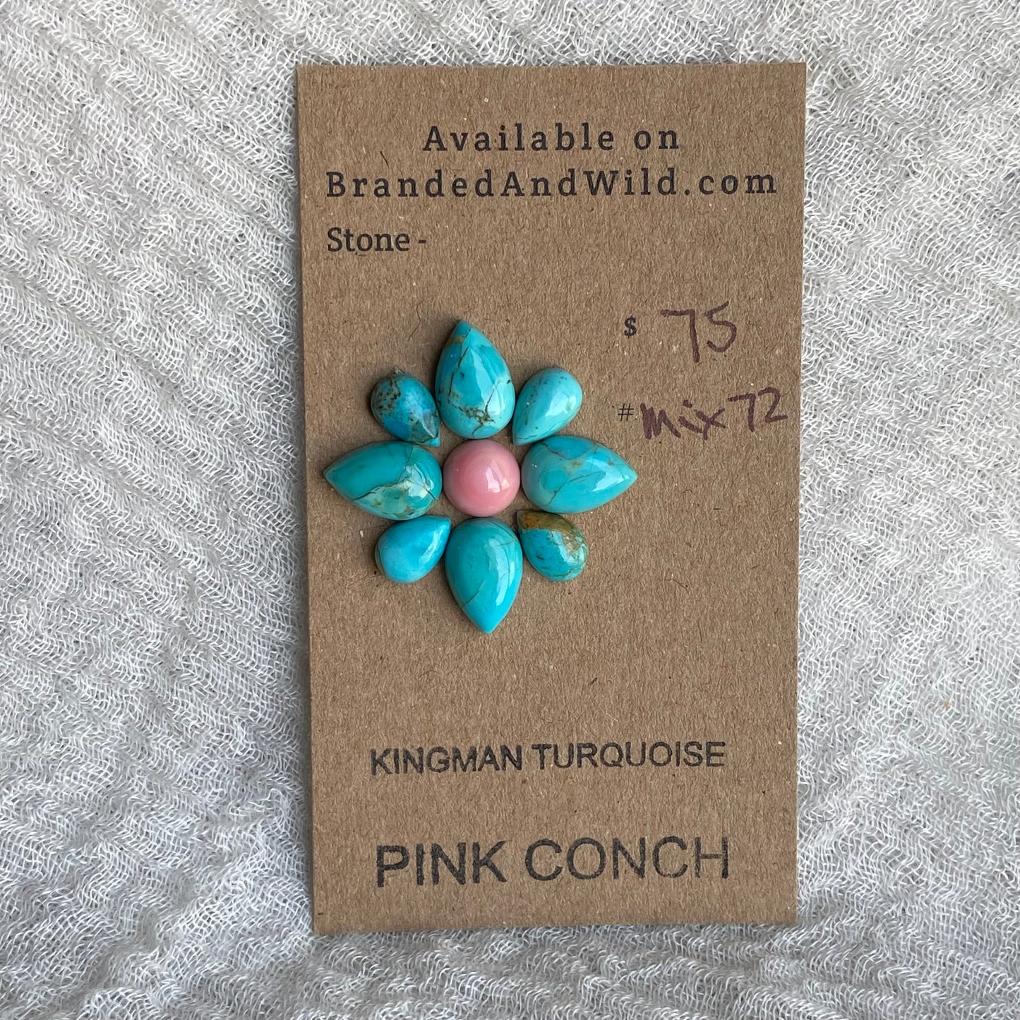 Pink Conch - Kingman Turquoise Cabochon - MIX72