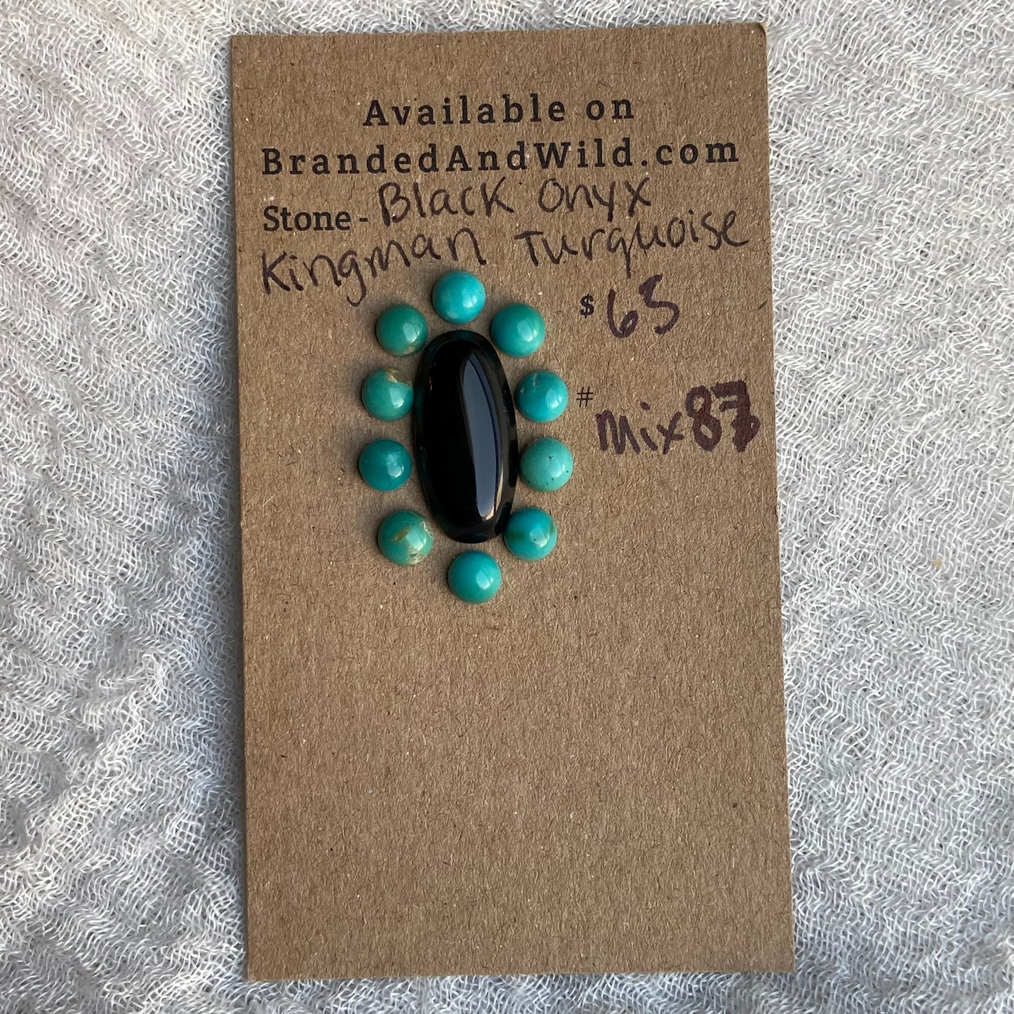 Black Onyx - Kingman Turquoise Cabochon - MIX87
