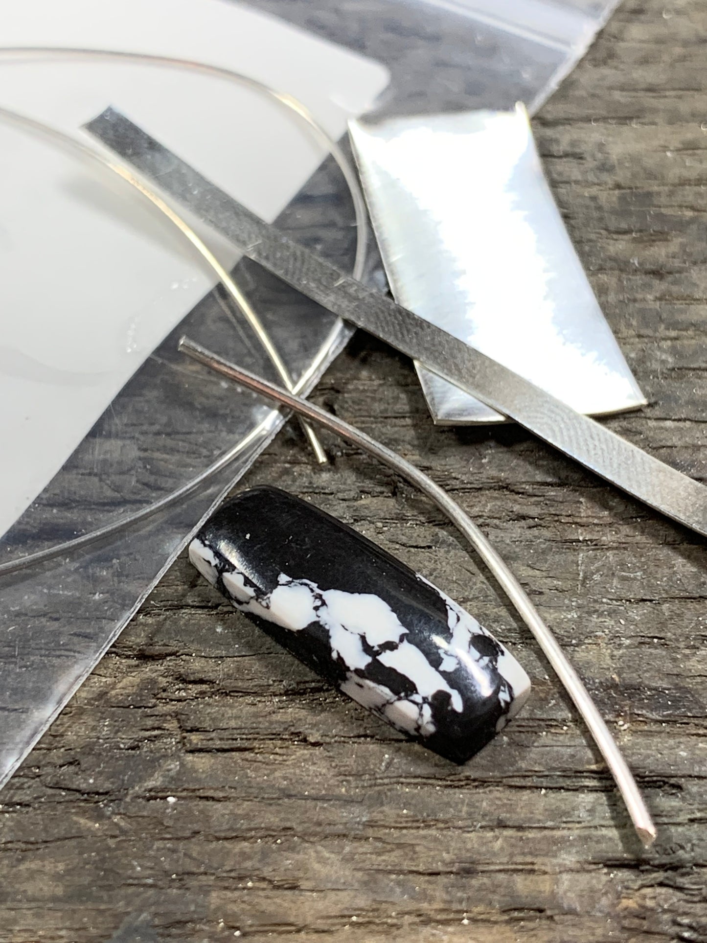 White Buffalo (composite) Bar Necklace Class (Silver and Cabochons included)