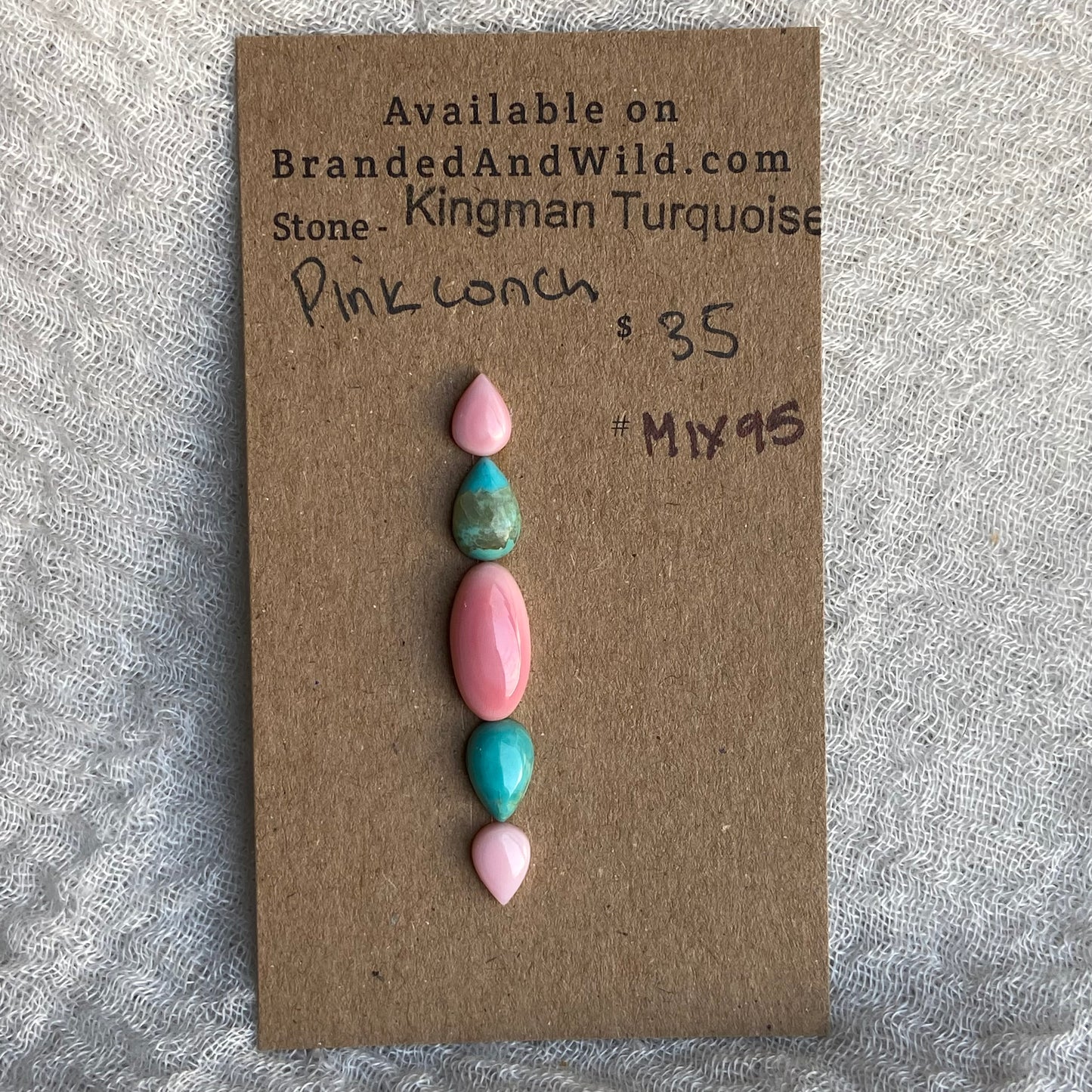 Pink Conch - Kingman Turquoise Cabochon - MIX95
