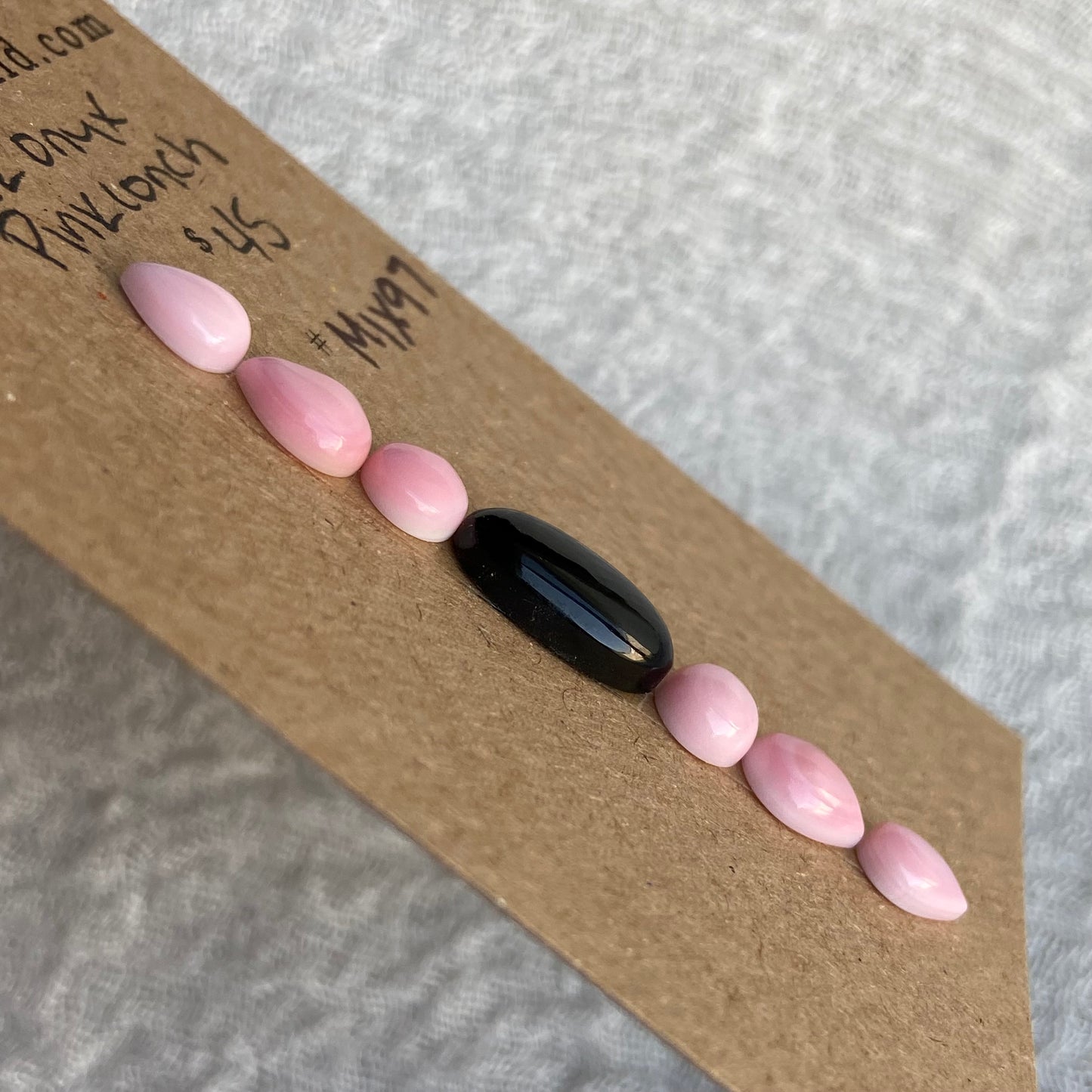 Pink Conch - Black Onyx Cabochon - MIX97