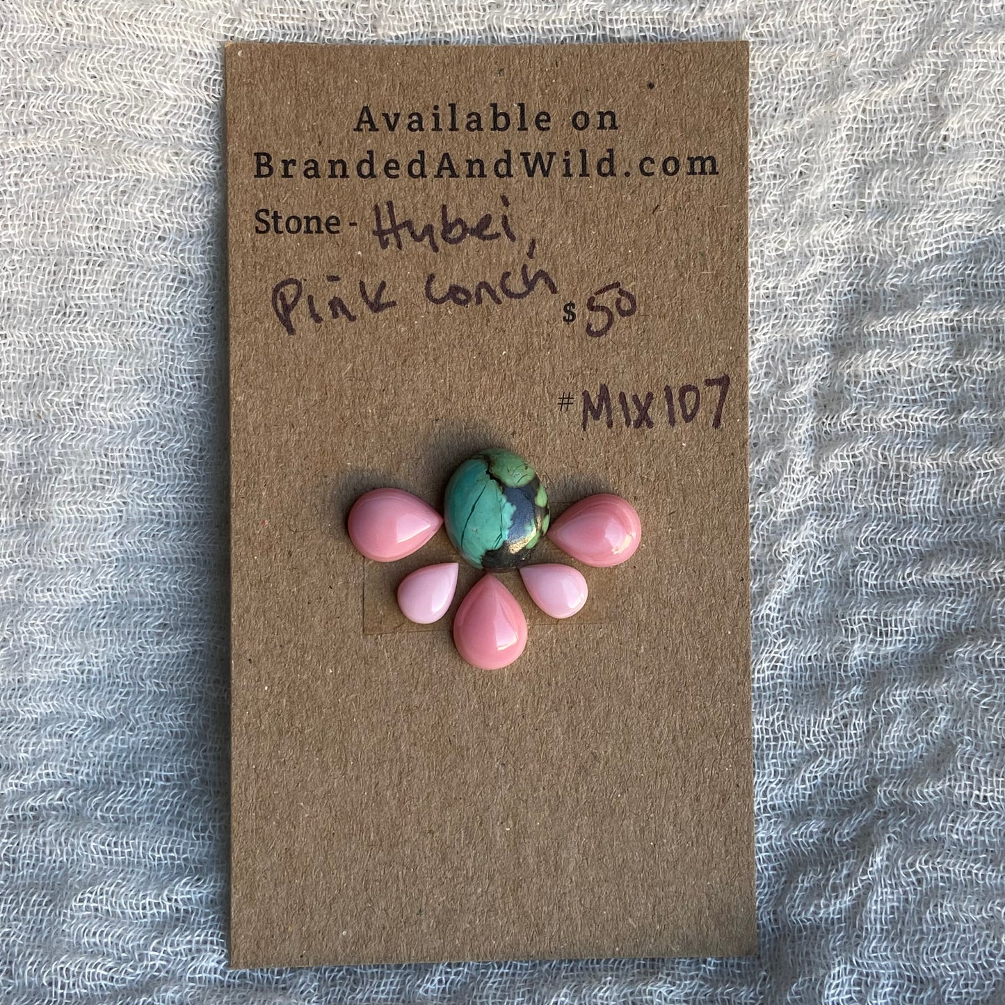 Hubei Turquoise / Pink Conch Cabochon - MIX107