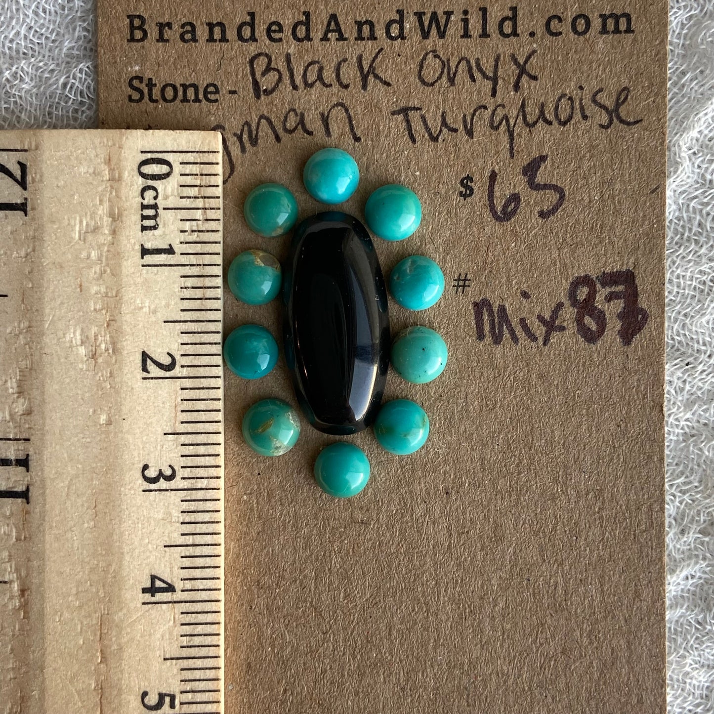Black Onyx - Kingman Turquoise Cabochon - MIX87