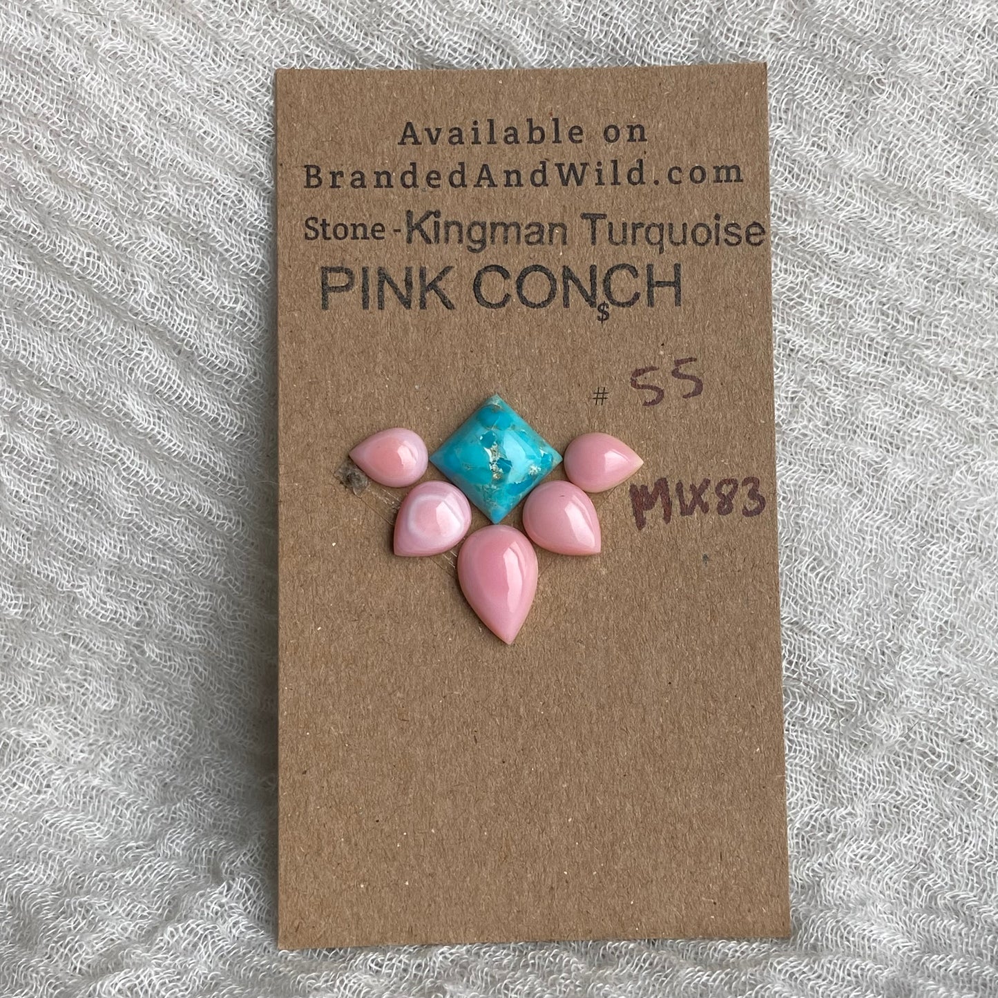 Pink Conch - Kingman Turquoise Cabochon - MIX83