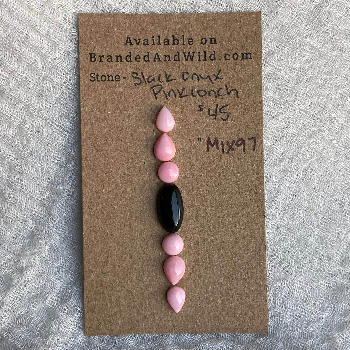 Pink Conch - Black Onyx Cabochon - MIX97