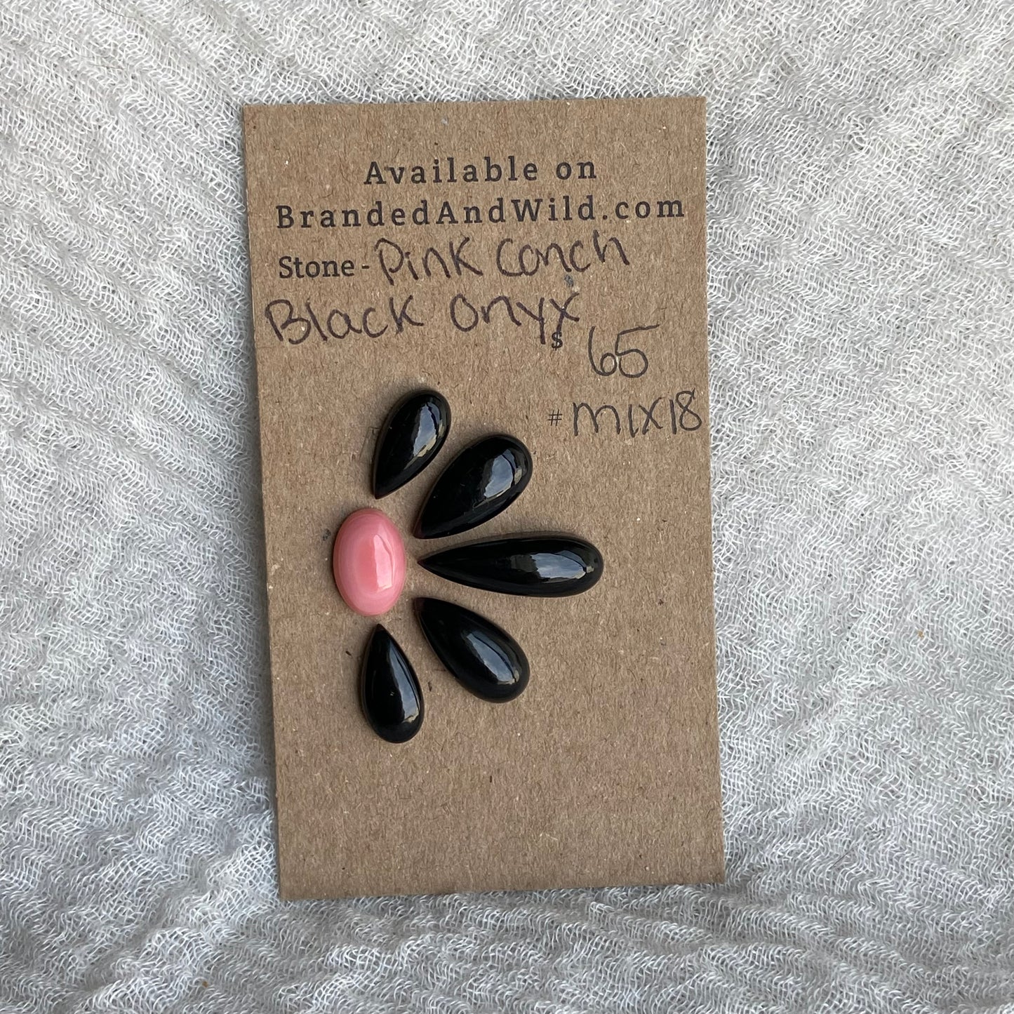 Pink Conch - Black Onyx Cabochon - MIX18