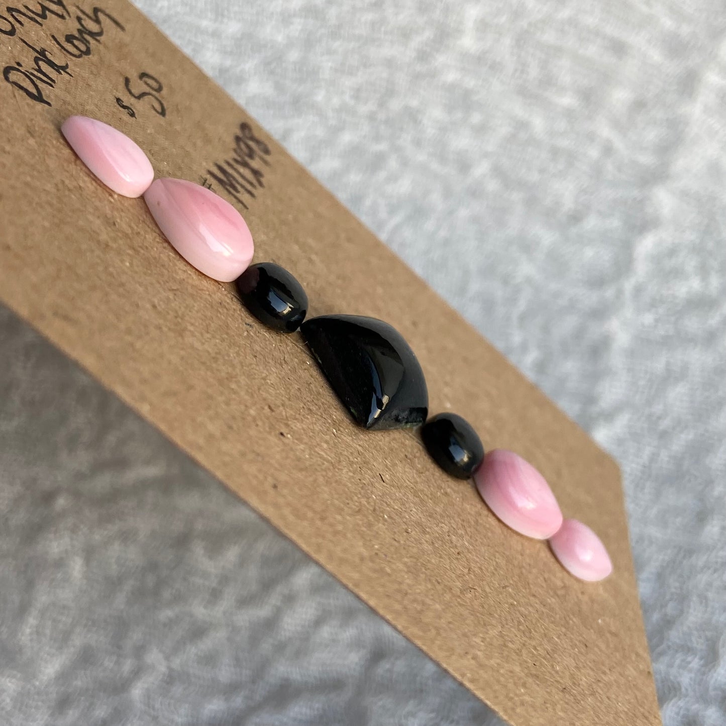 Pink Conch - Black Onyx Cabochon - MIX98