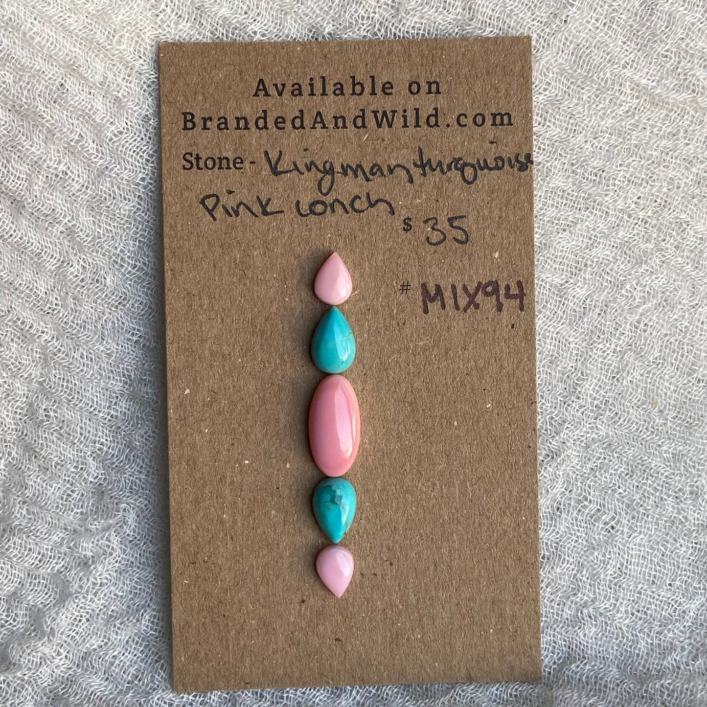 Pink Conch - Kingman Turquoise Cabochon - MIX94