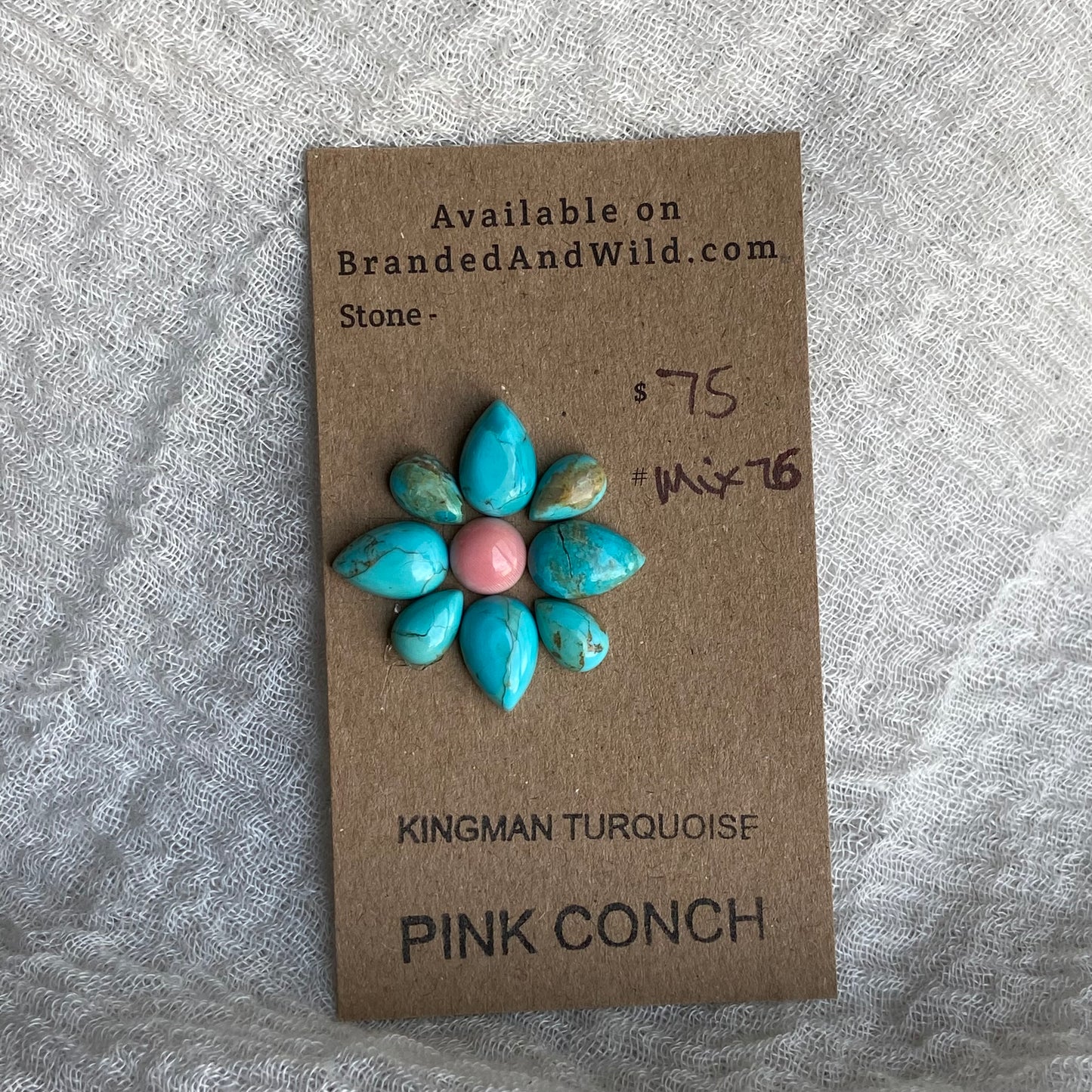 Pink Conch - Kingman Turquoise Cabochon - MIX76