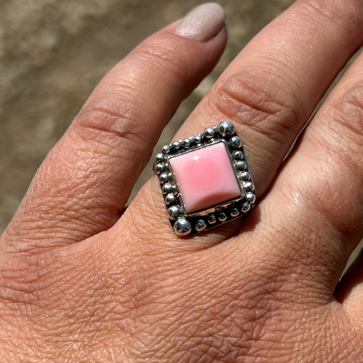 Square Pink Conch Ring Class (Silver and Cabochon Included) IMG_5199 Brandedandwild.com