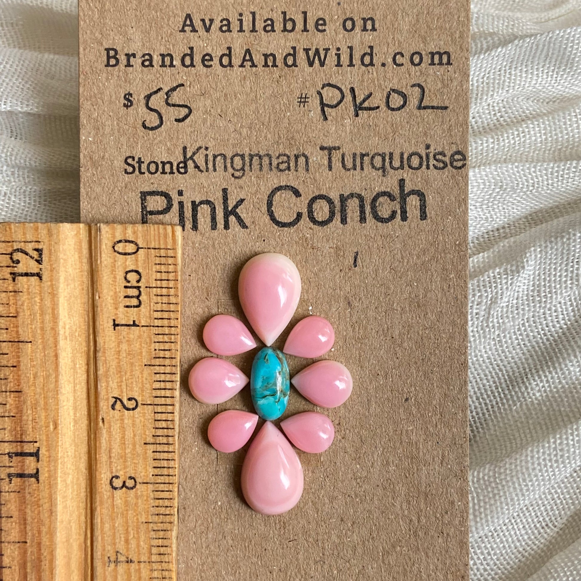 Pink Conch / Kingman Turquoise Cabochon - PK02 002FF111-F2DE-457E-8124-1F011FA8FD82 Brandedandwild.com