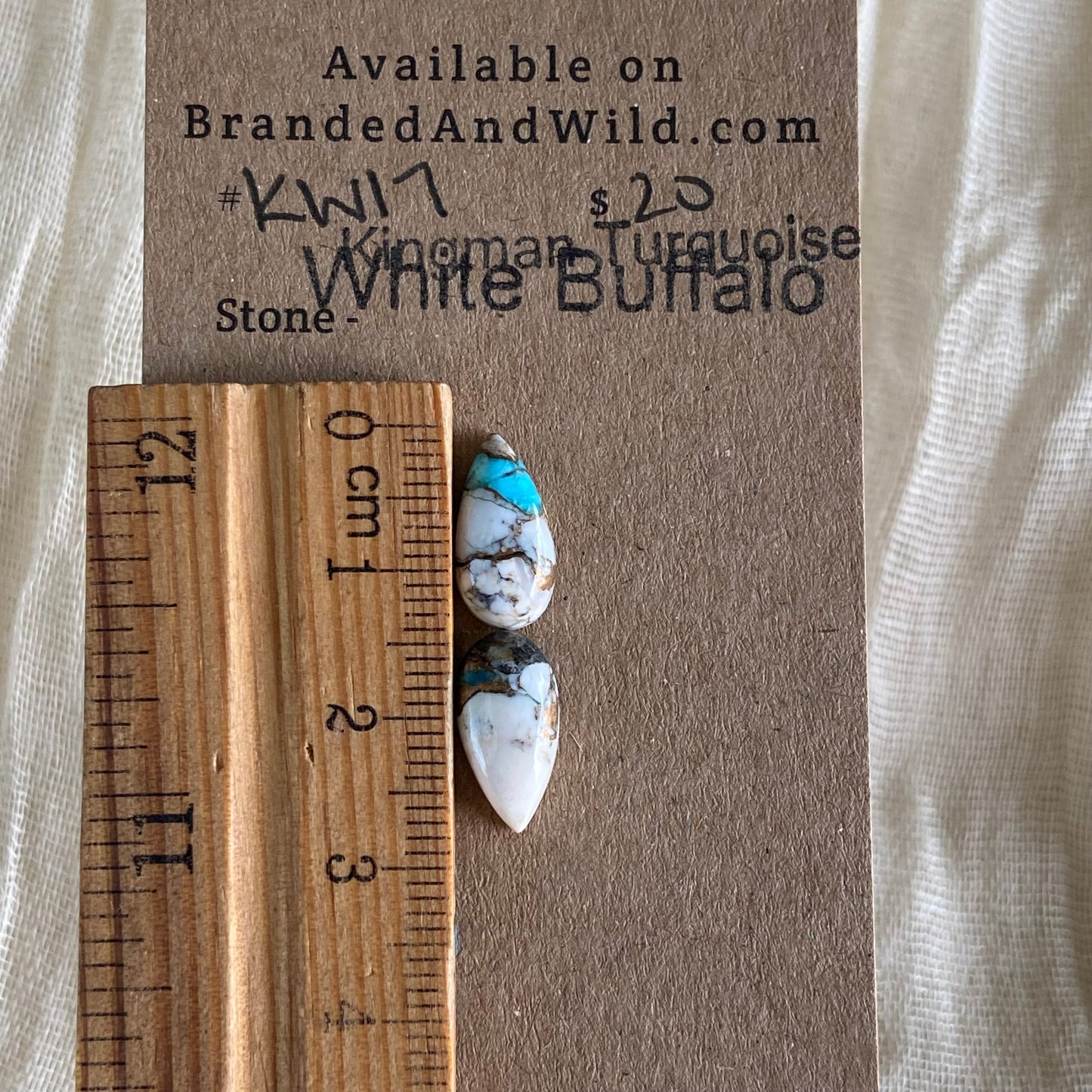 Kingman Turquoise, White Buffalo, Copper Cabochon - KW17