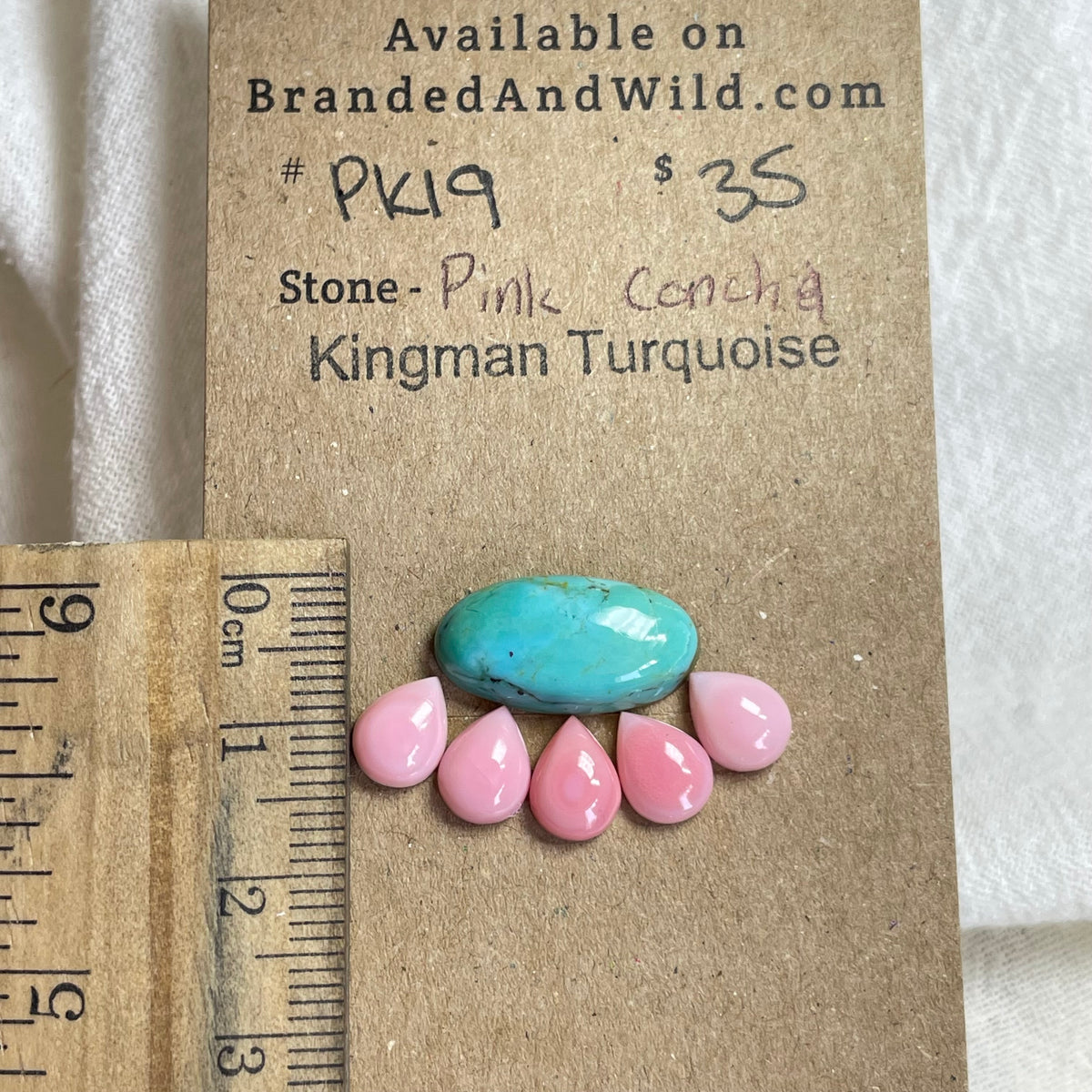 Pink Conch / Kingman Turquoise Cabochon - PK19 021879E1-DF28-44A7-B560-8AE254B8031F Brandedandwild.com