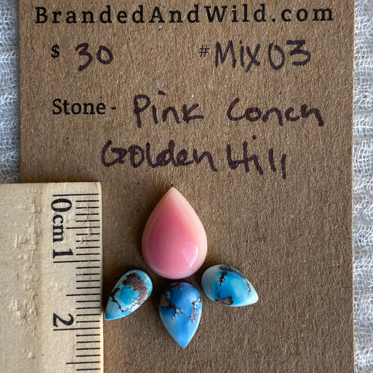 Pink Conch/Golden Hill Cabochon - MIX03