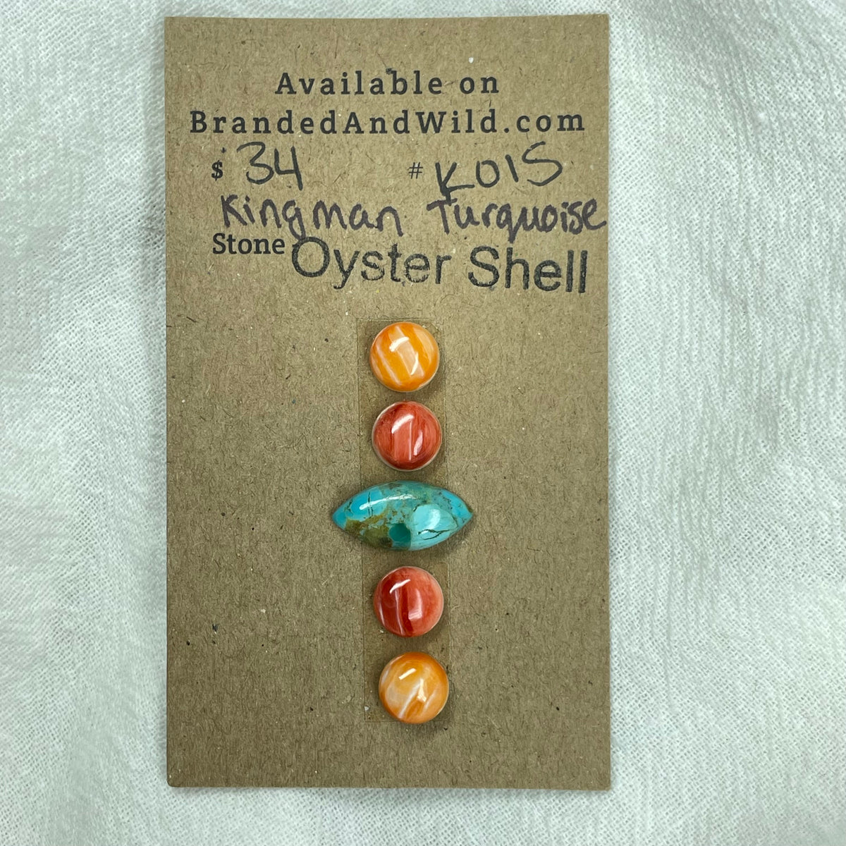Oystershell - Kingman Turquoise Cabochon - K015 0345BB22-E751-40DA-8B51-3282480CAF09 Brandedandwild.com