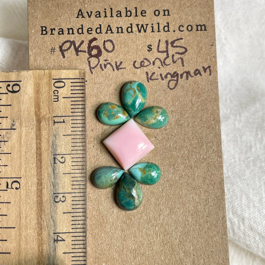 Pink Conch / Kingman Turquoise Cabochon - PK60 0394A109-0287-4D83-B25A-1C428AE7CF17 Brandedandwild.com