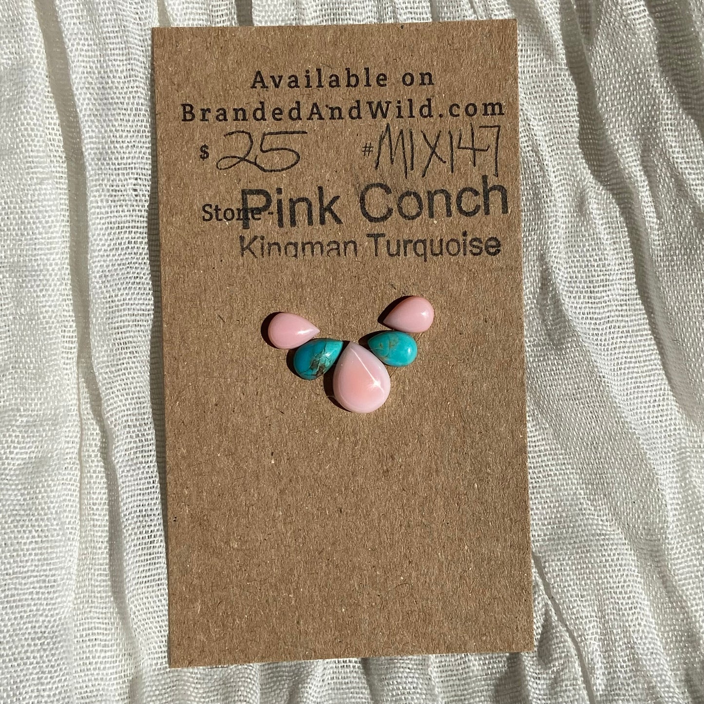 Pink Conch / Kingman Turquoise Cabochon - MIX147 03F5862C-6A4B-4DA1-84CF-5E936D6BE0B6 Brandedandwild.com