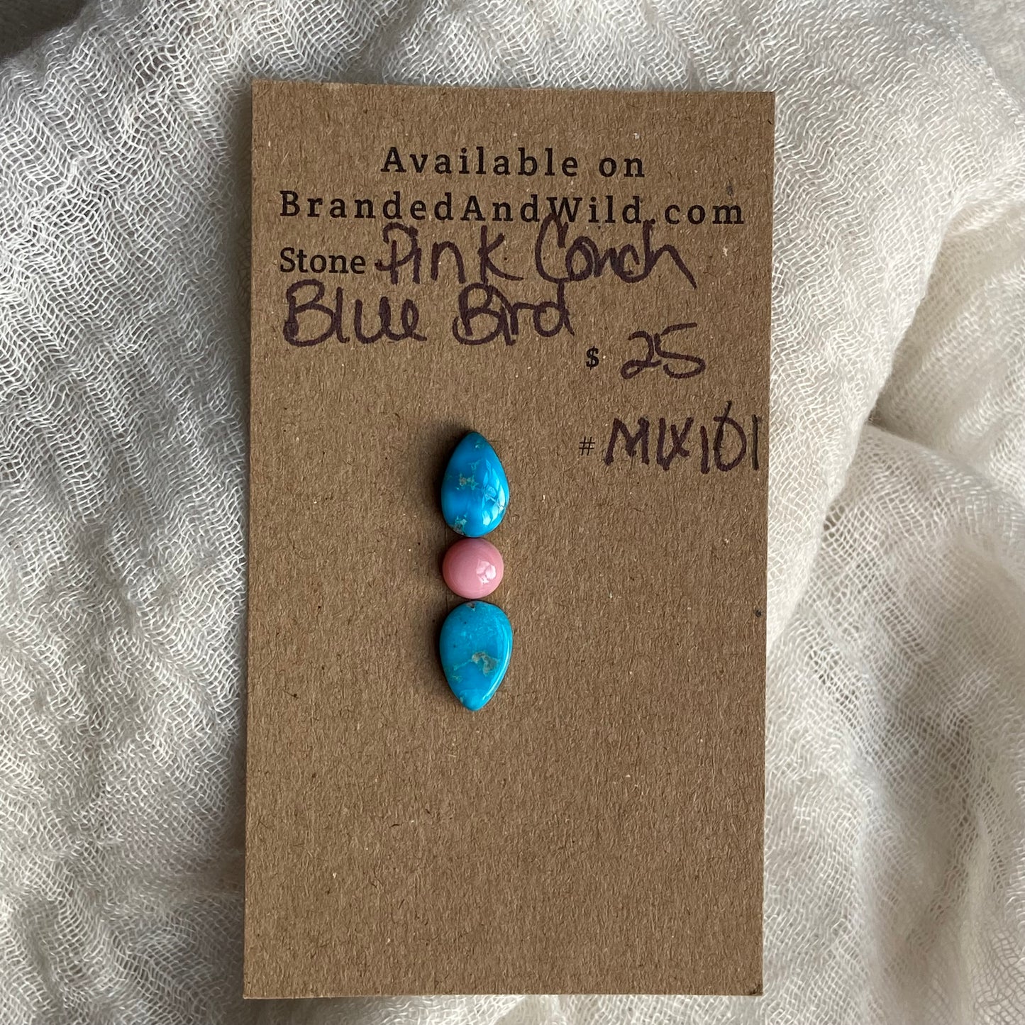 Blue Bird /  Pink Conch Cabochon - MIX101