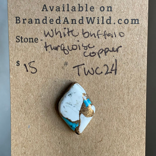 White Buffalo, Turquoise, Copper Cabochon - TWC24