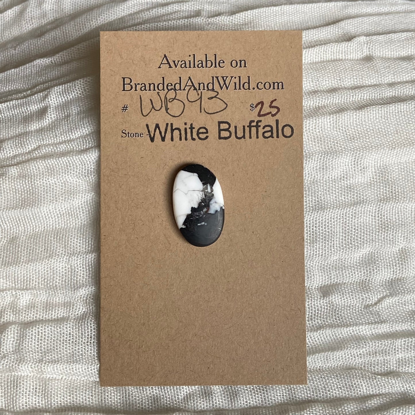 White Buffalo Cabochon - WB93 04B07608-8153-4A2E-A67B-8E3142CB13E4 Brandedandwild.com