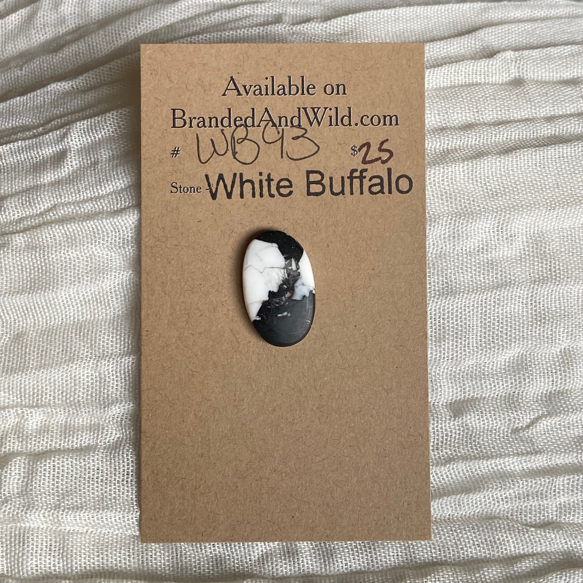 White Buffalo Cabochon - WB93 04B07608-8153-4A2E-A67B-8E3142CB13E4 Brandedandwild.com