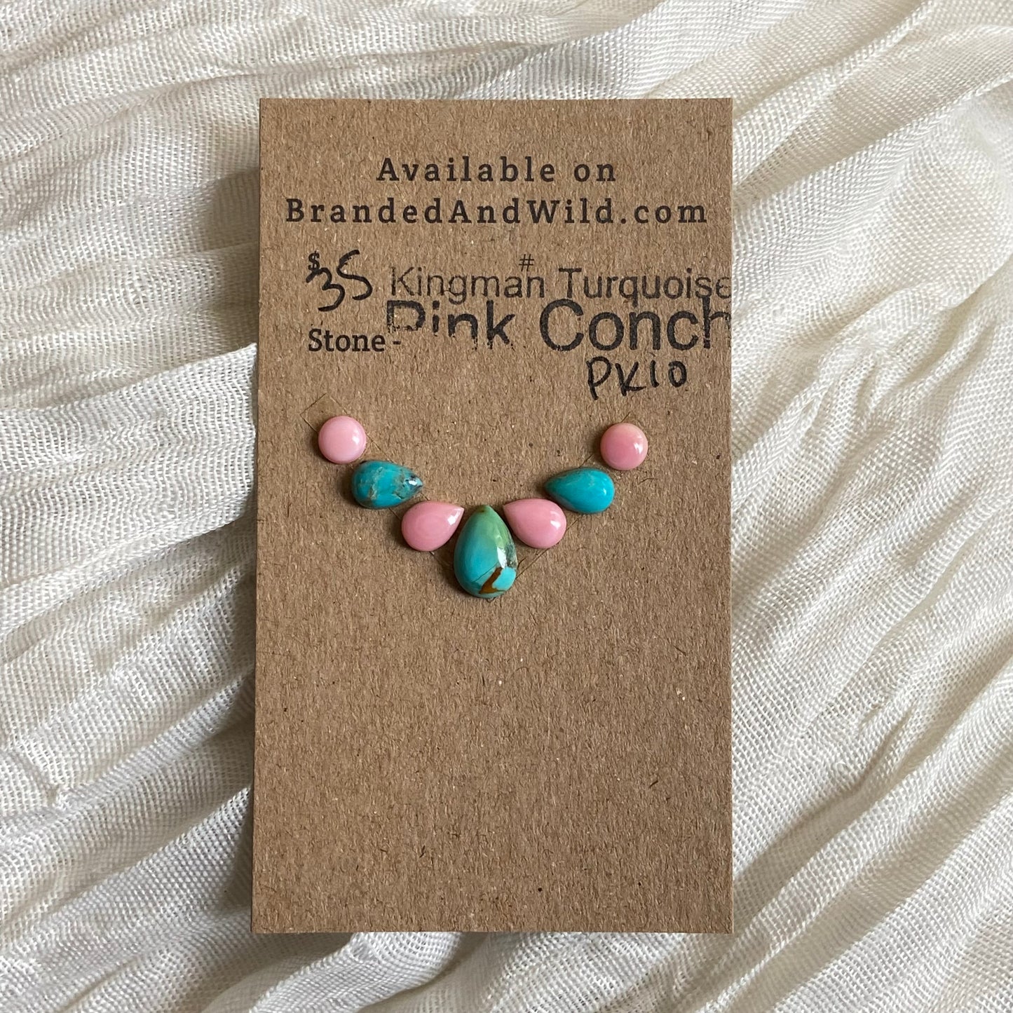 Pink Conch / Kingman Turquoise Cabochon - PK10 04EA4CB1-75A6-4041-9323-C0595F2548FB Brandedandwild.com