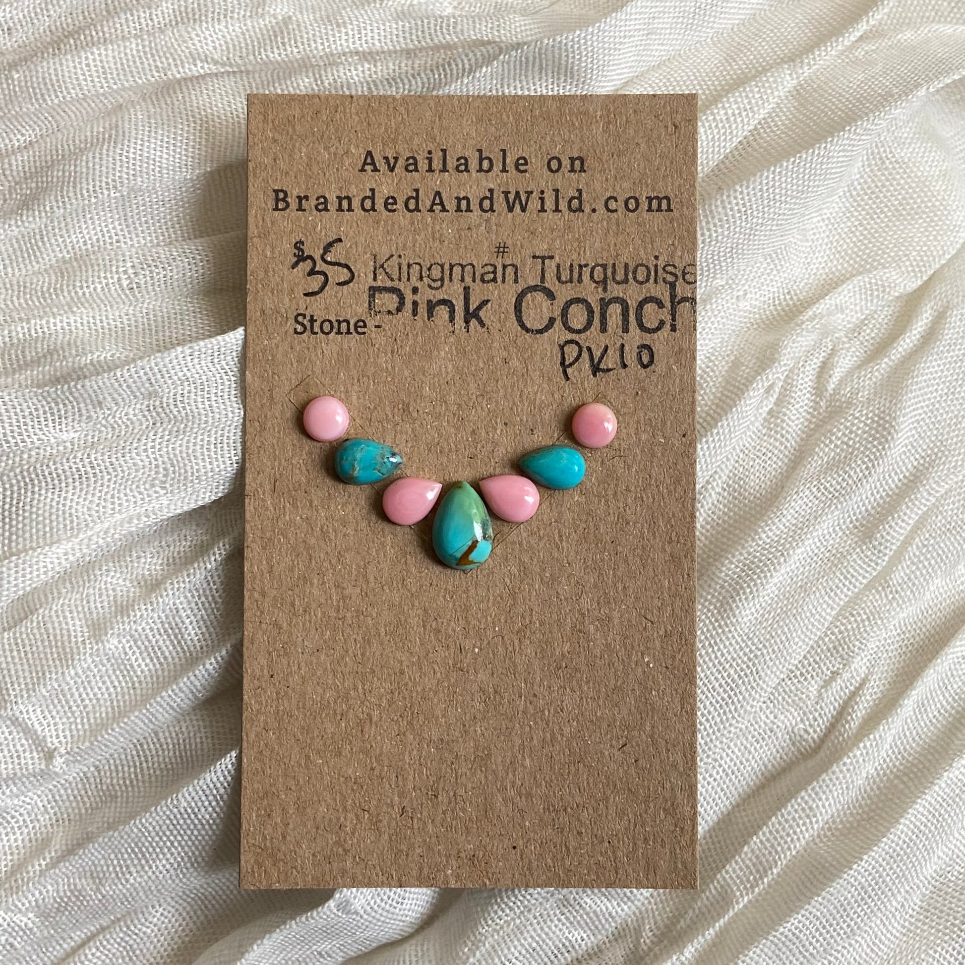Pink Conch / Kingman Turquoise Cabochon - PK10 04EA4CB1-75A6-4041-9323-C0595F2548FB Brandedandwild.com