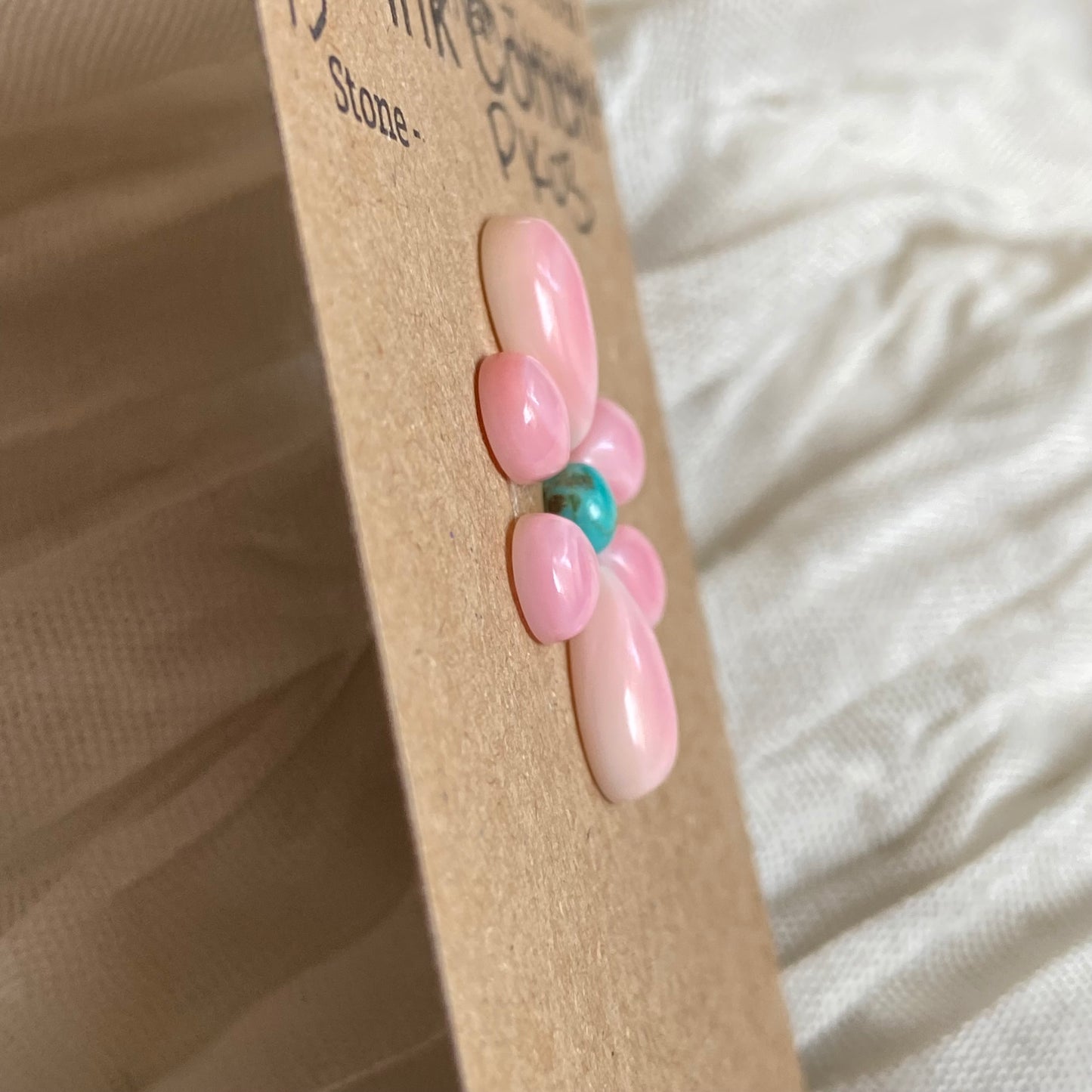 Pink Conch / Kingman Turquoise Cabochon - PK03 0532CE48-D938-4F19-9AE0-AC8DB0152DC8 Brandedandwild.com