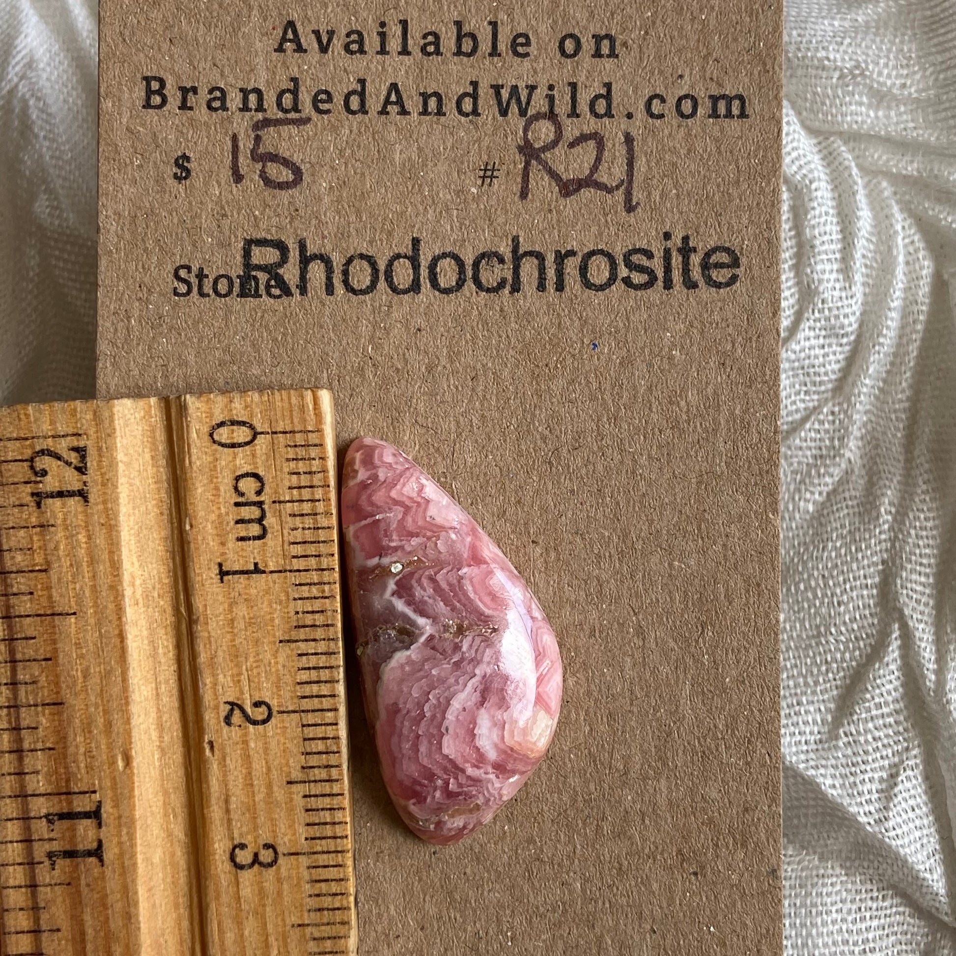Rhodochrosite Cabochon - R021 05B98D4F-0E31-4F5A-97EA-F7A3C5BC05DA Brandedandwild.com