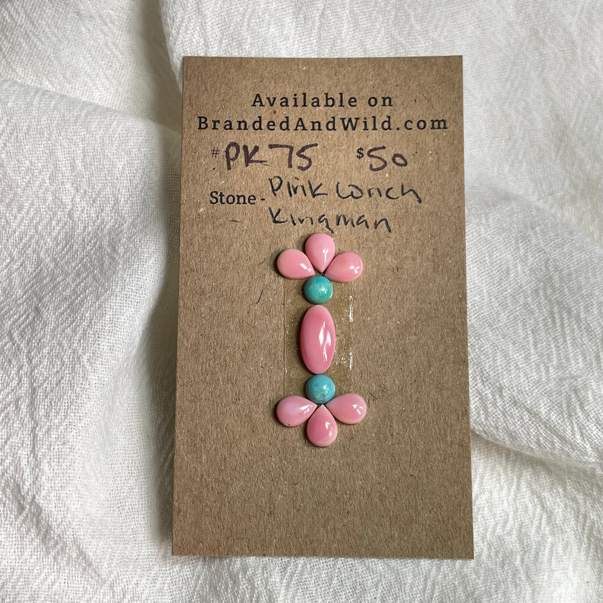 Pink Conch / Kingman Turquoise Cabochon - PK75