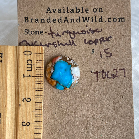 Turquoise, Oystershell, Copper Cabochon - TOC27