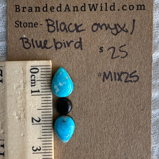 Blue Bird - Black Onyx Cabochon - MIX25
