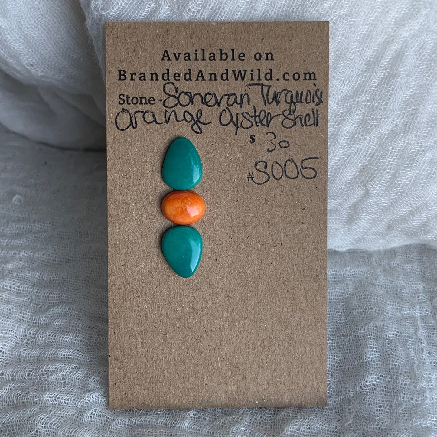 Sonoran Turquoise/Orange Oyster Shell Cabochon - SOO5